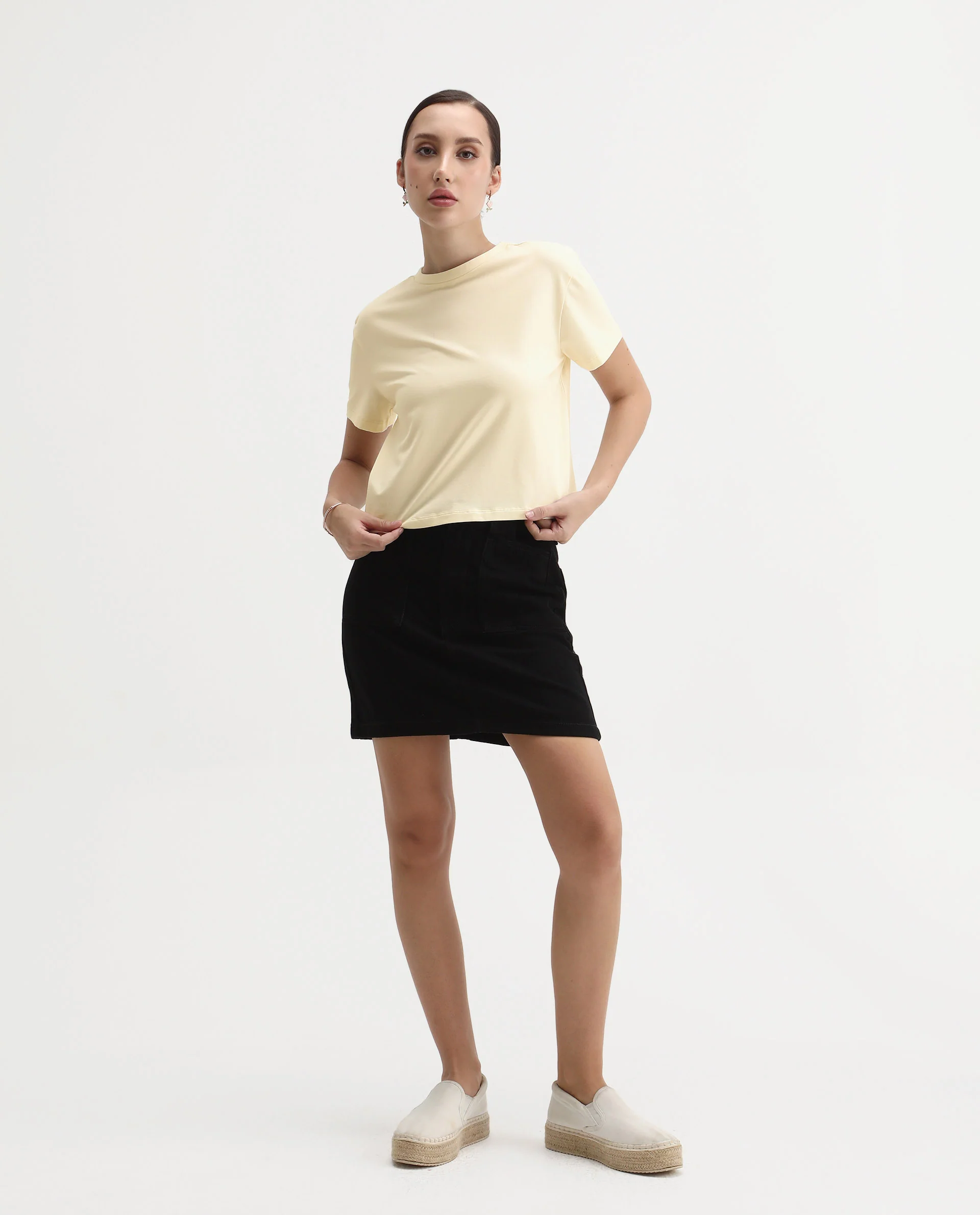 Rareism Women's Rubis Off White Cotton Blend Crew Neck Regular Fit T-Shirt - Image 2