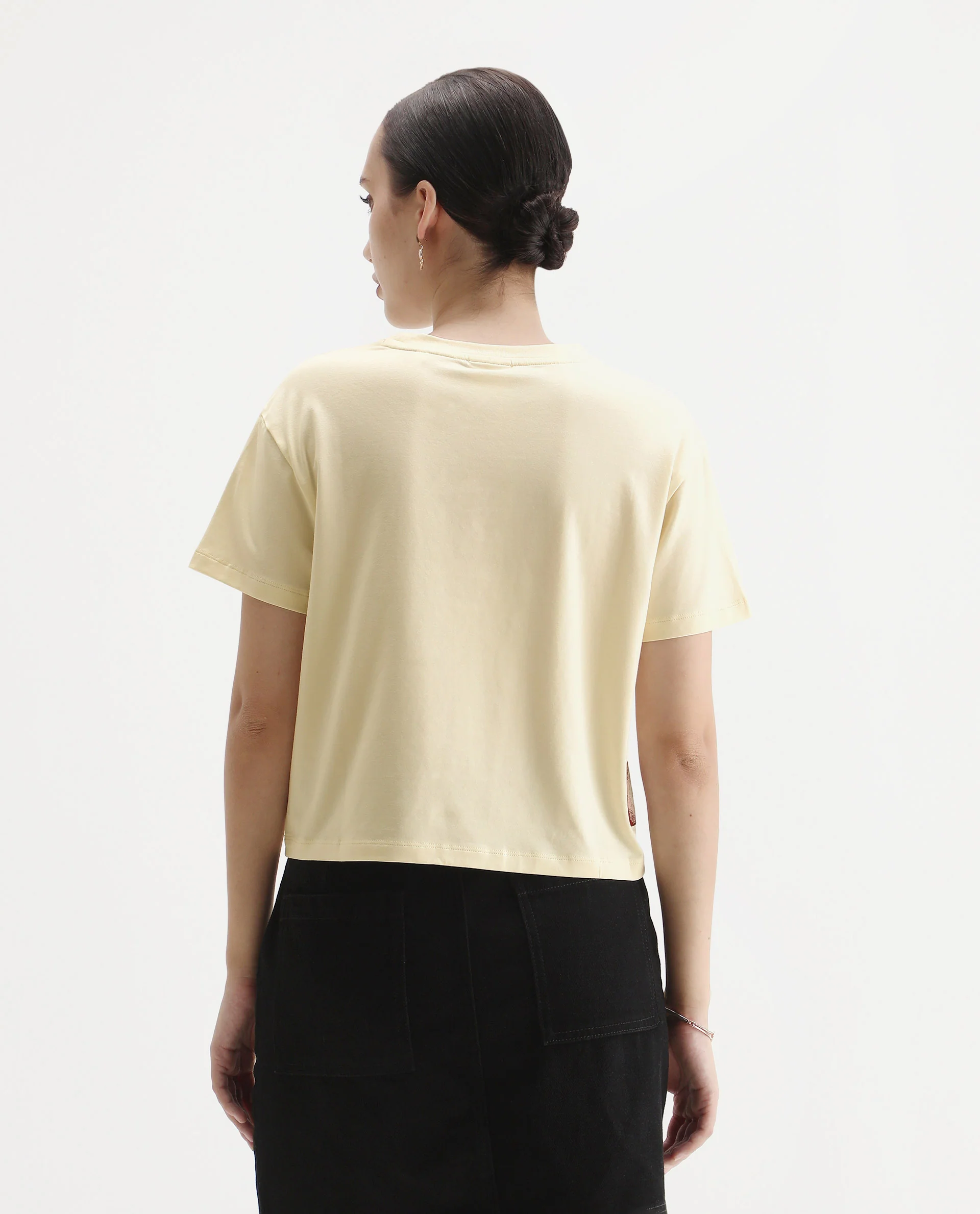 Rareism Women's Rubis Off White Cotton Blend Crew Neck Regular Fit T-Shirt - Image 7