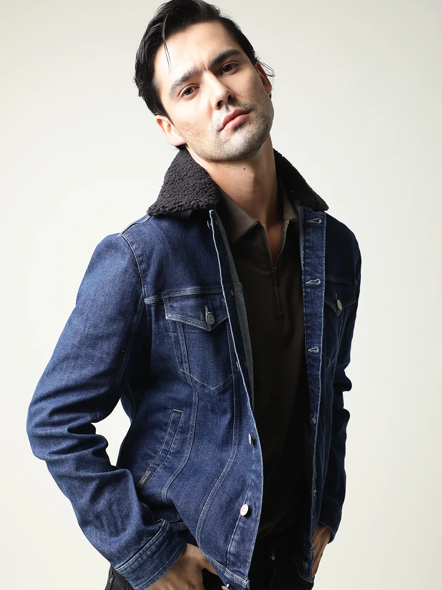 Rare Rabbit Men's Rubix Blue Cotton Blend Plain Regular Fit Full Sleeve Spread Collar Jacket - Image 4
