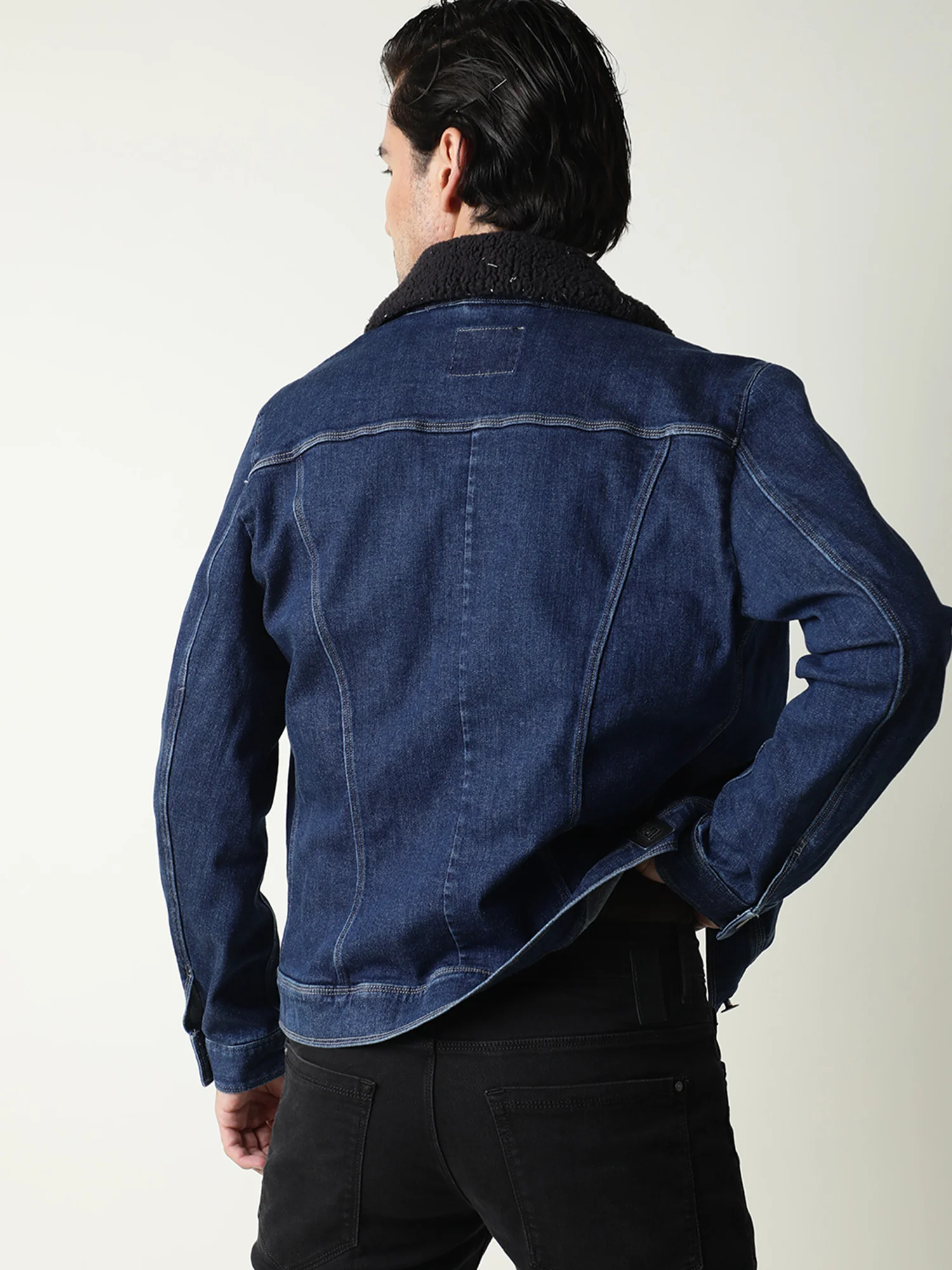 Rare Rabbit Men's Rubix Blue Cotton Blend Plain Regular Fit Full Sleeve Spread Collar Jacket - Image 6