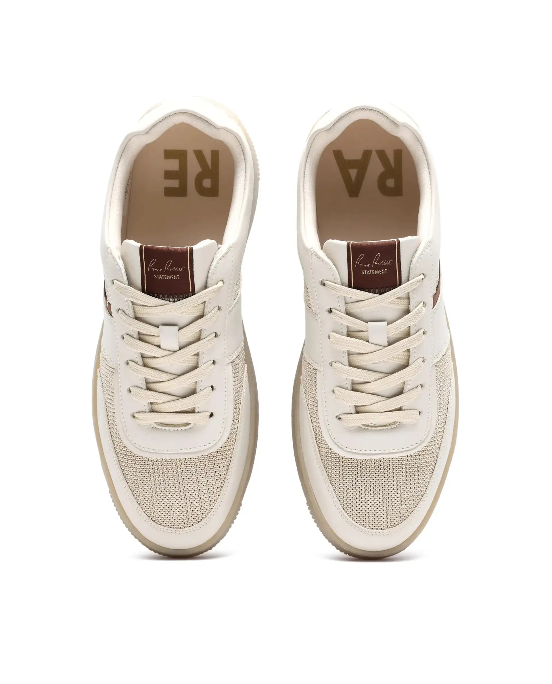 Rare Rabbit Men's Rubo Beige Micro Leather Sneaker - Image 5