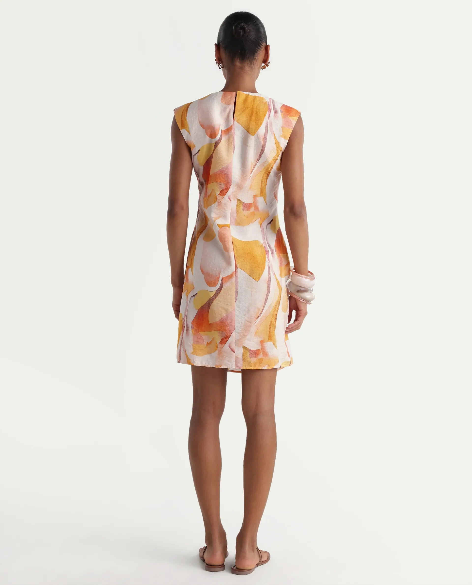 Rareism Women's Ruca Multi Viscose Blend Crew Neck Fitted Printed Dress - Image 7