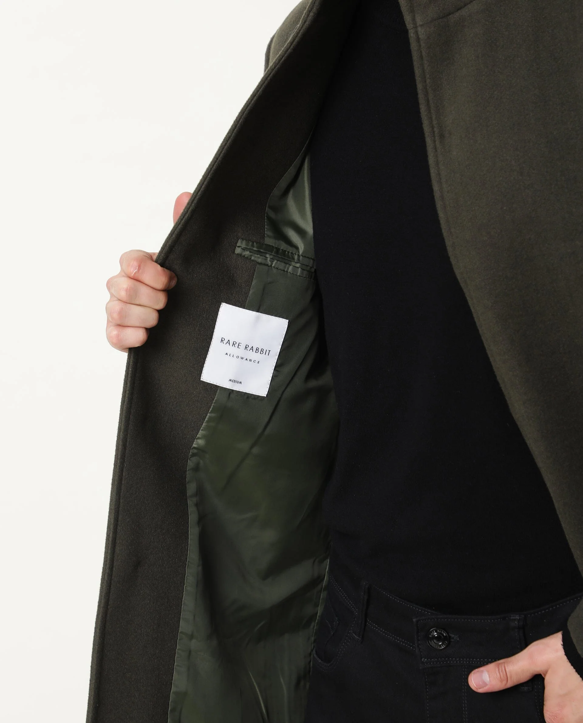 Rare Rabbit Men's Ruco Olive Plain Regular Fit Full Sleeve High Neck Jacket - Image 6