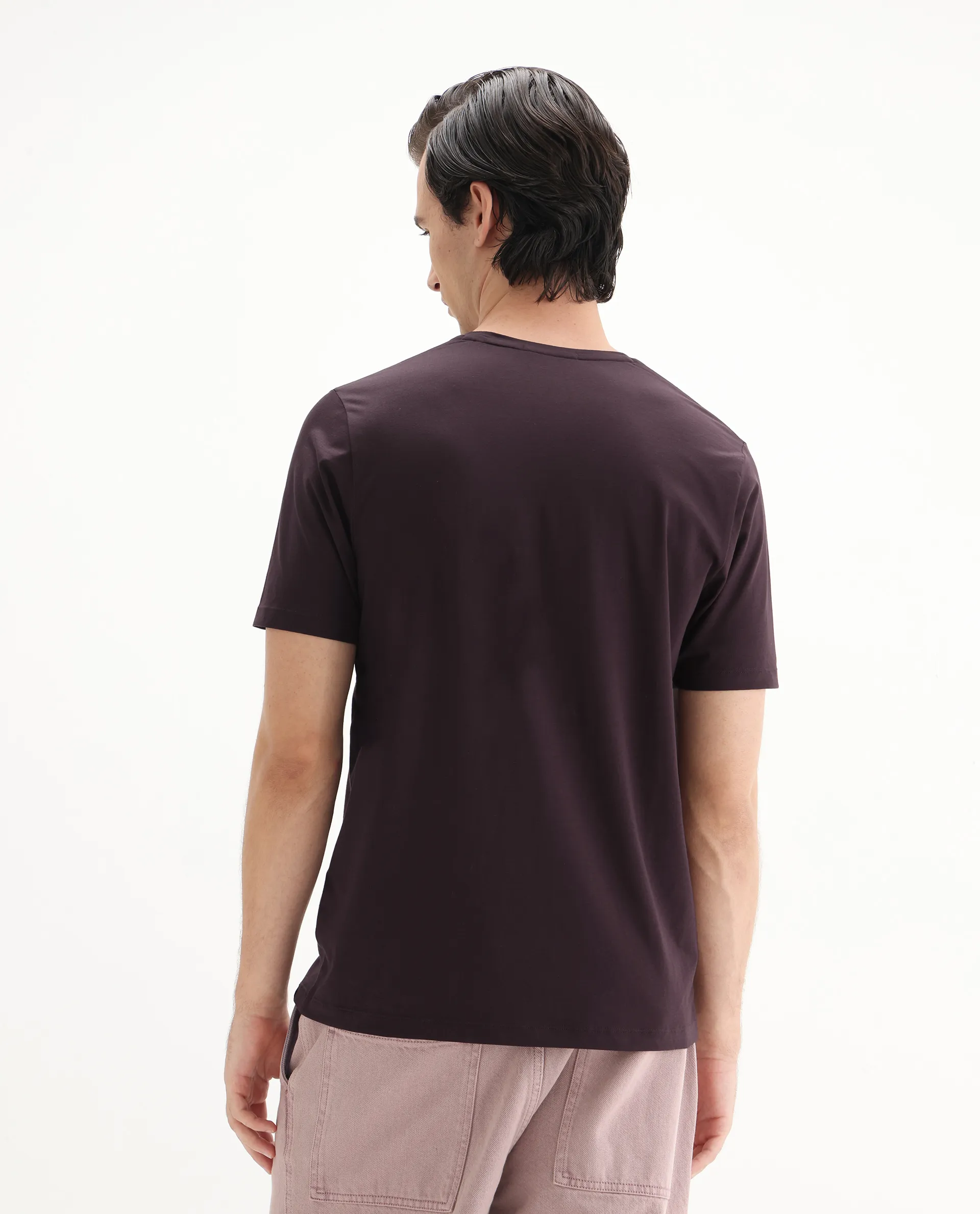 Rare Rabbit Men's Rudi Dark Brown Cotton Blend Graphic Print Regular Fit Half Sleeve Crew Neck T-Shirt - Image 8