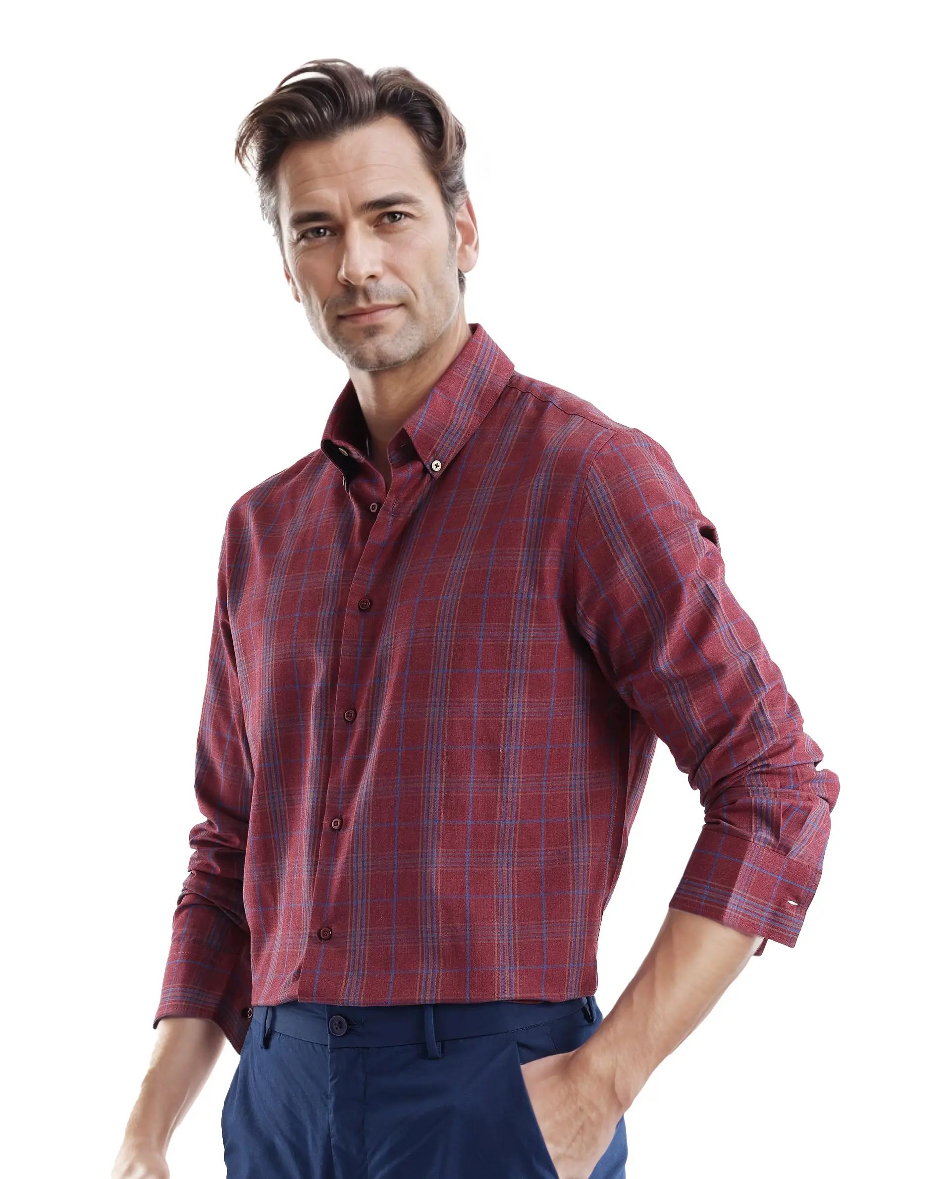 Rare Rabbit Men's Rudo Dark Red Cotton Checked Print Regular Fit Full Sleeve Collared Shirt - Image 5