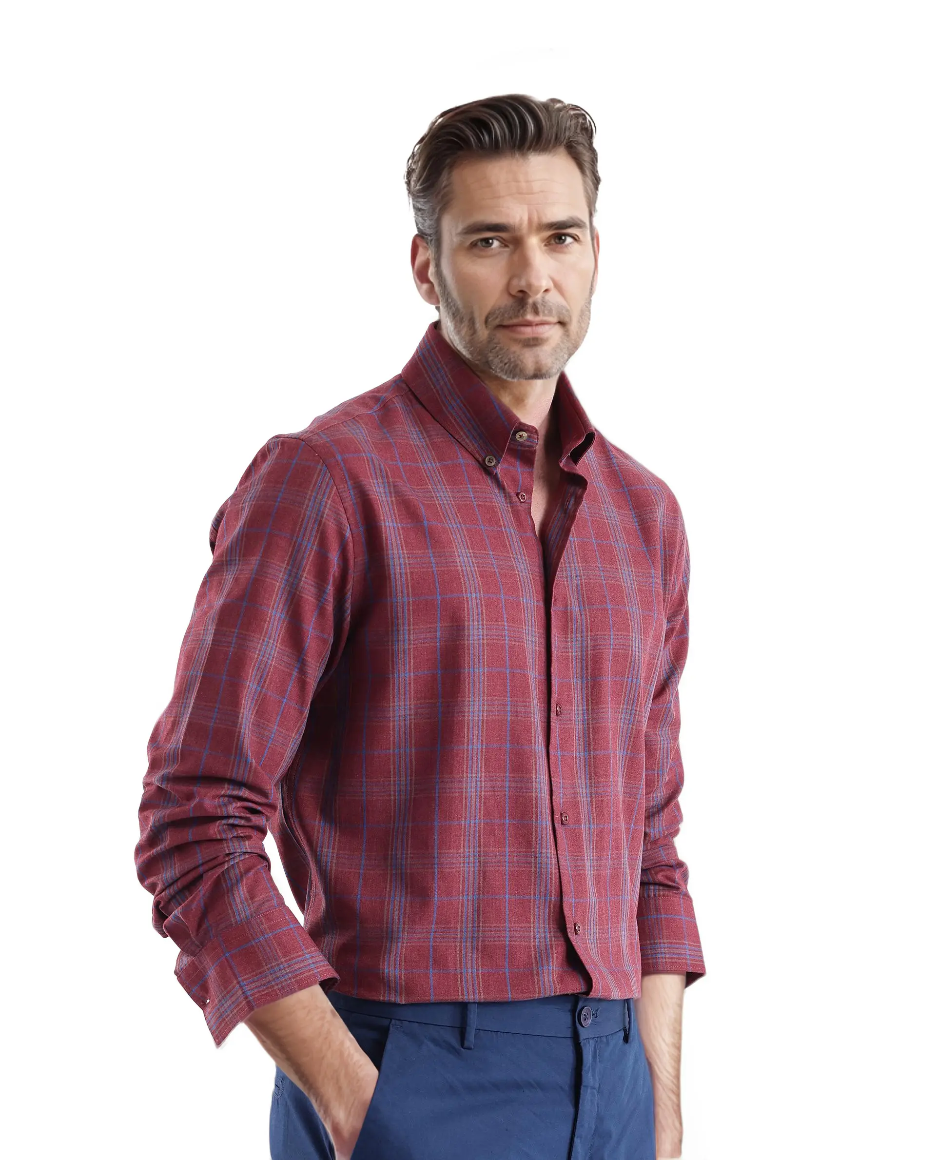 Rare Rabbit Men's Rudo Dark Red Cotton Checked Print Regular Fit Full Sleeve Collared Shirt - Image 6