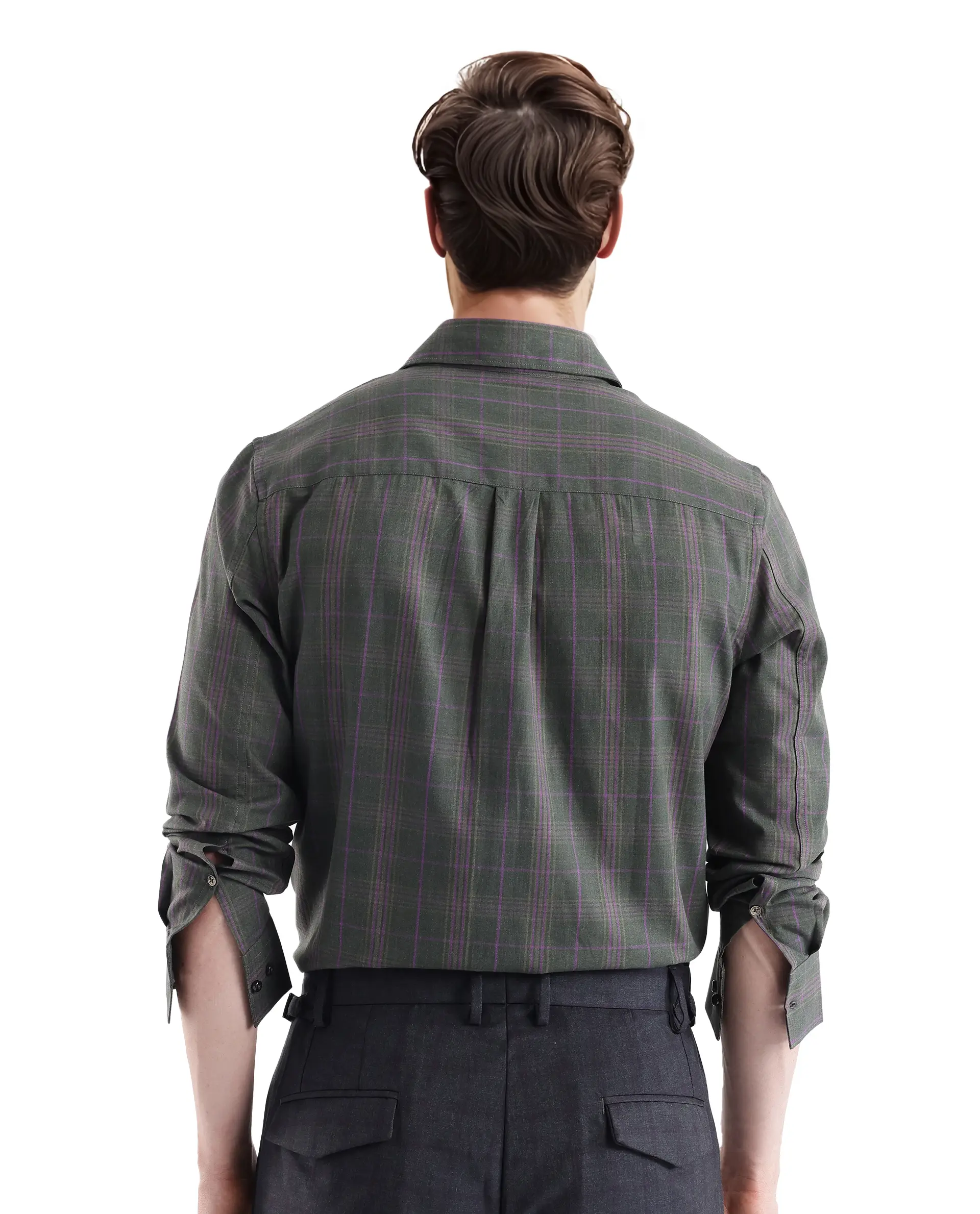 Rare Rabbit Men's Rudo Dark Green Cotton Checked Print Regular Fit Full Sleeve Collared Shirt - Image 4