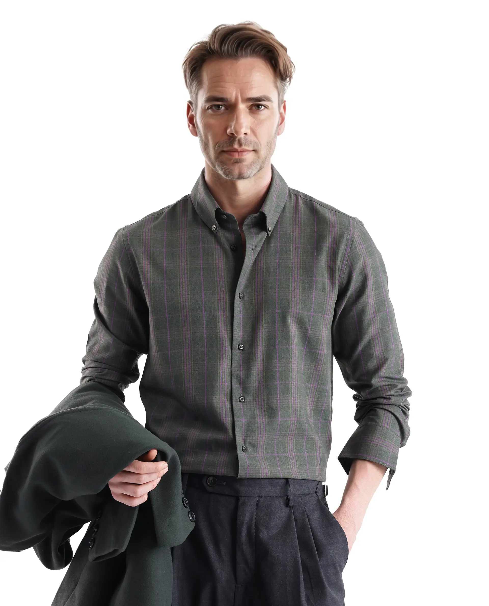 Rare Rabbit Men's Rudo Dark Green Cotton Checked Print Regular Fit Full Sleeve Collared Shirt - Image 5