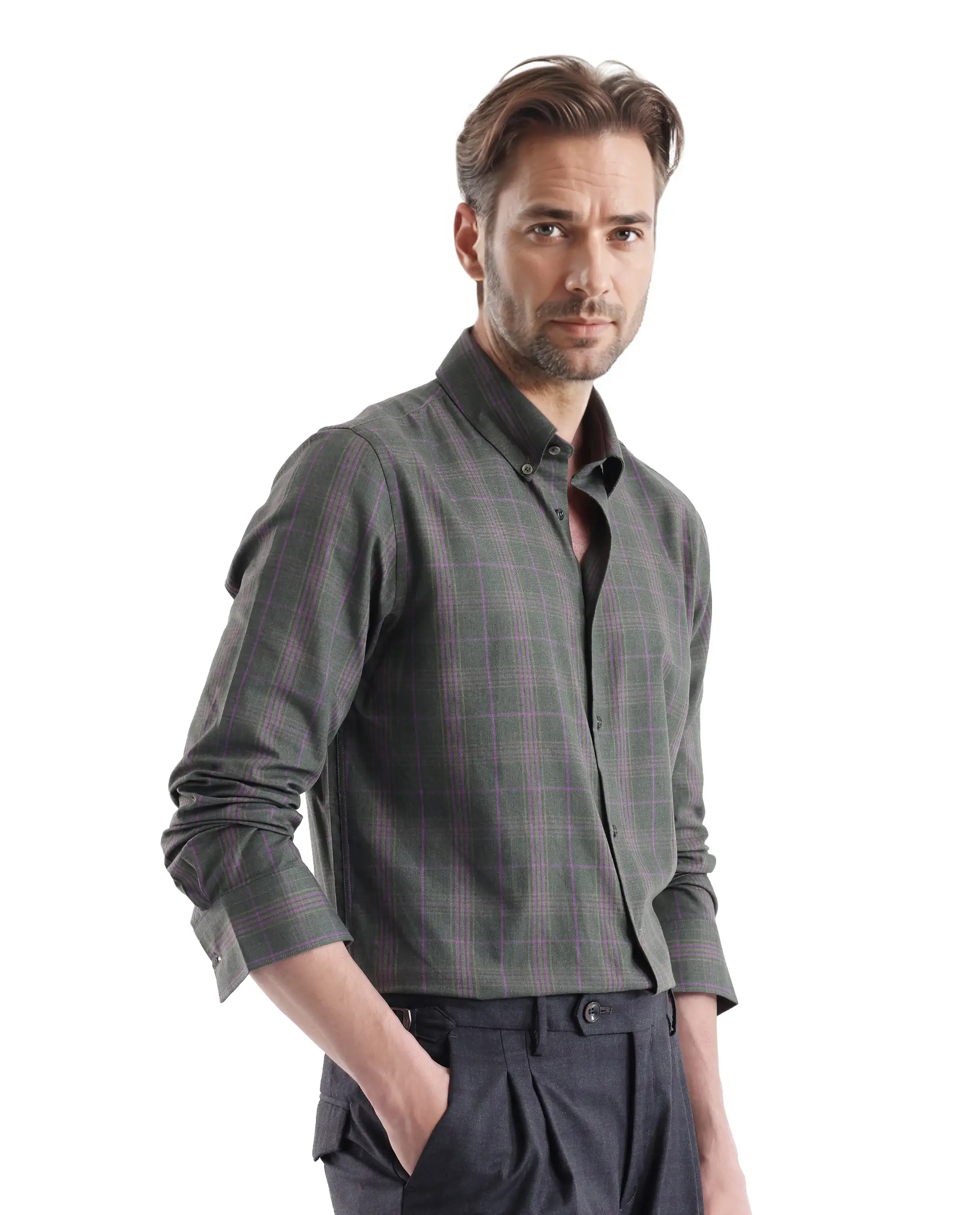 Rare Rabbit Men's Rudo Dark Green Cotton Checked Print Regular Fit Full Sleeve Collared Shirt - Image 7