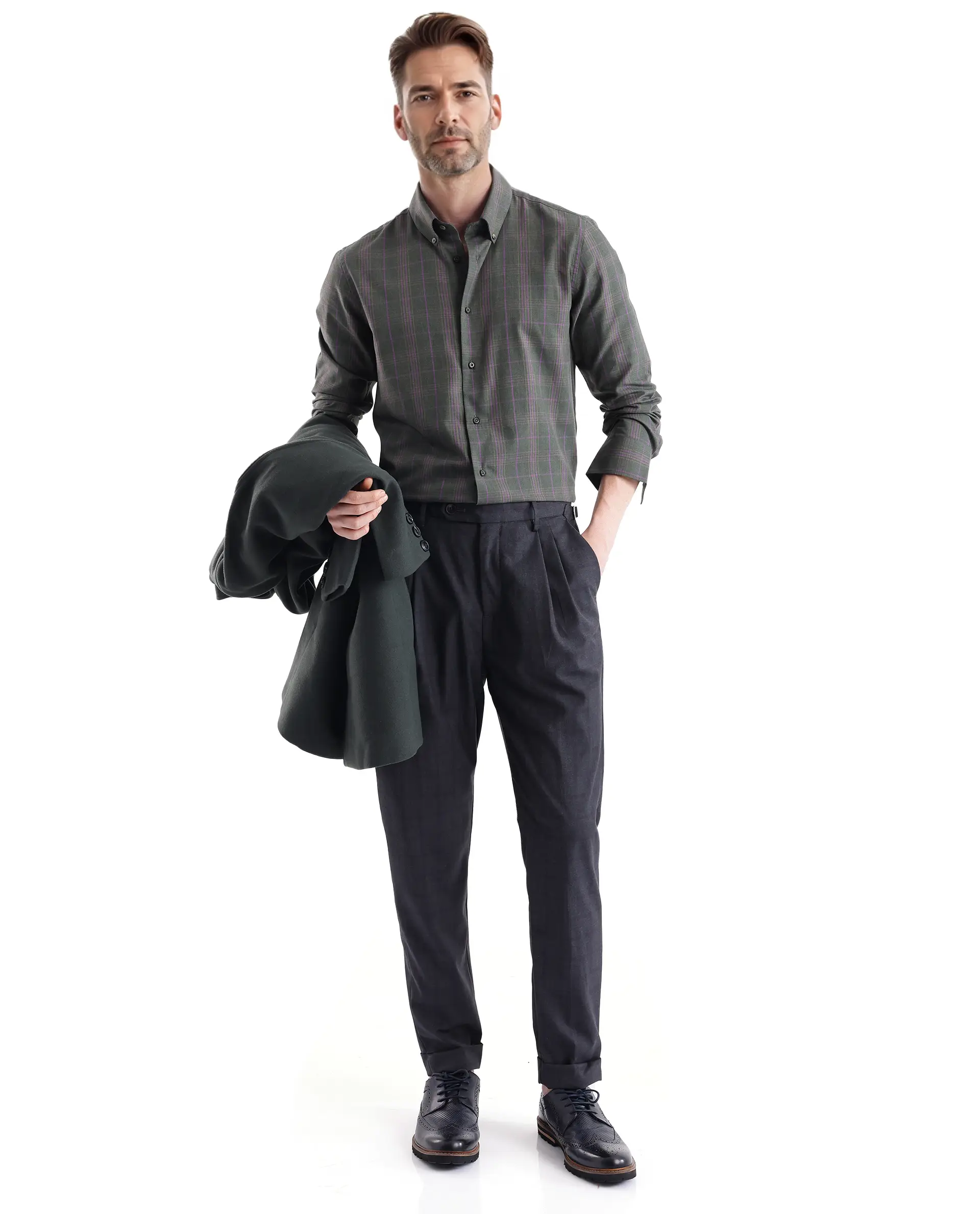 Rare Rabbit Men's Rudo Dark Green Cotton Checked Print Regular Fit Full Sleeve Collared Shirt - Image 8