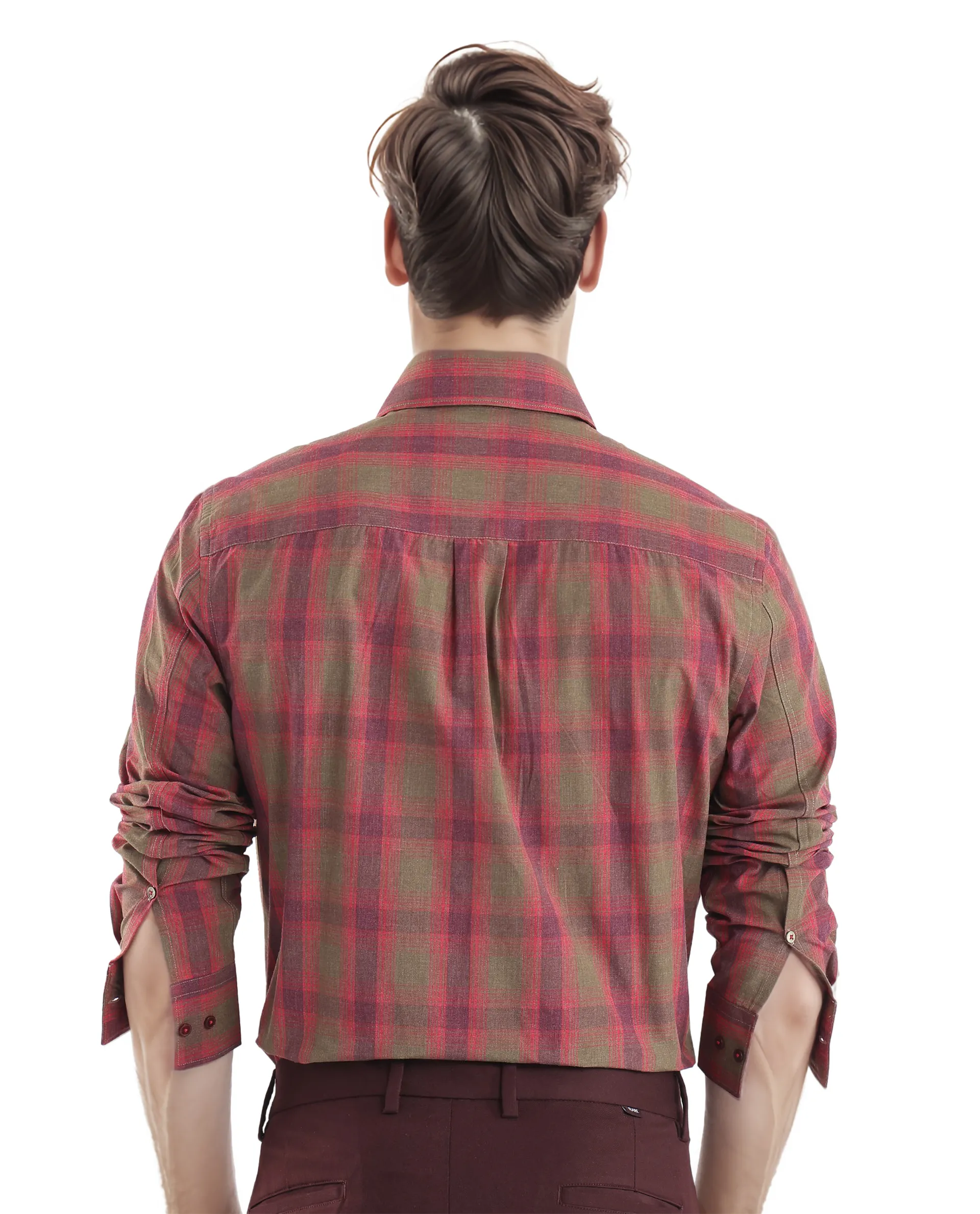 Rare Rabbit Men's Rudo Red Cotton Checked Print Regular Fit Full Sleeve Collared Shirt - Image 4