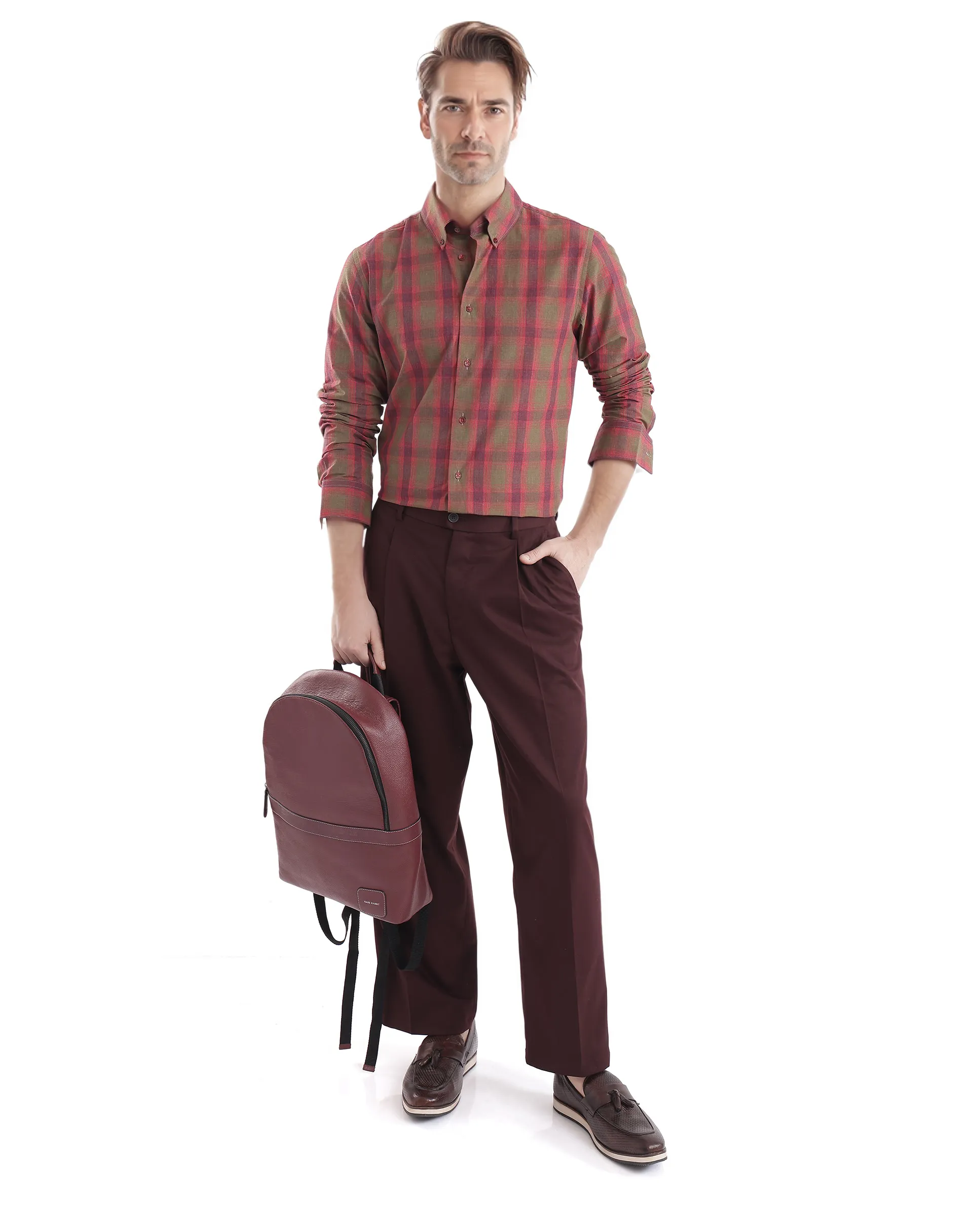 Rare Rabbit Men's Rudo Red Cotton Checked Print Regular Fit Full Sleeve Collared Shirt - Image 7