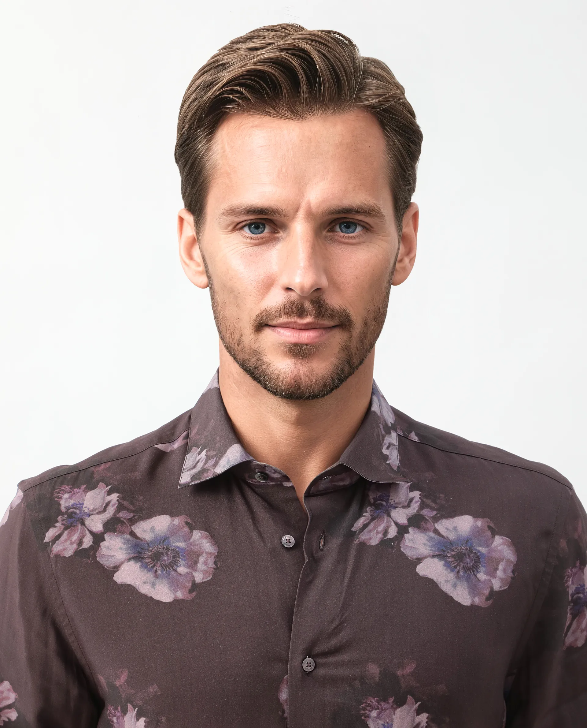 Rare Rabbit Men's Ruds Brown Viscose Floral Print Regular Fit Full Sleeve Collared Shirt - Image 4