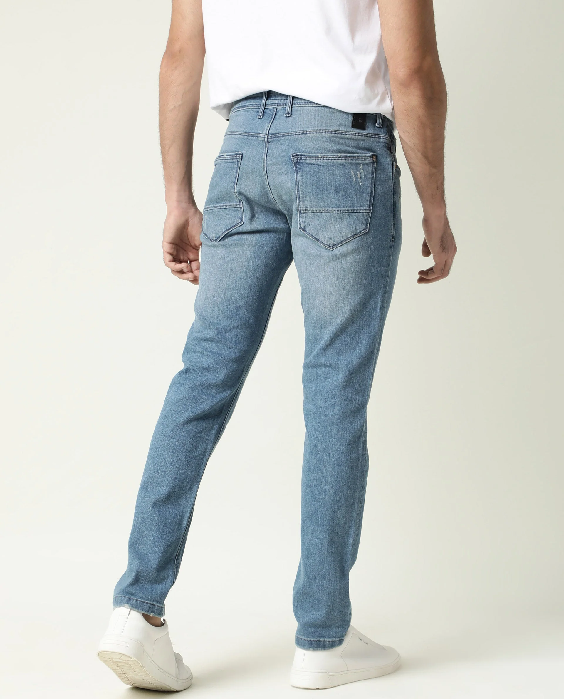 Rare Rabbit Men's Rug-2 Light Blue Cotton Plain Hawk Slim Fit Jeans - Image 12