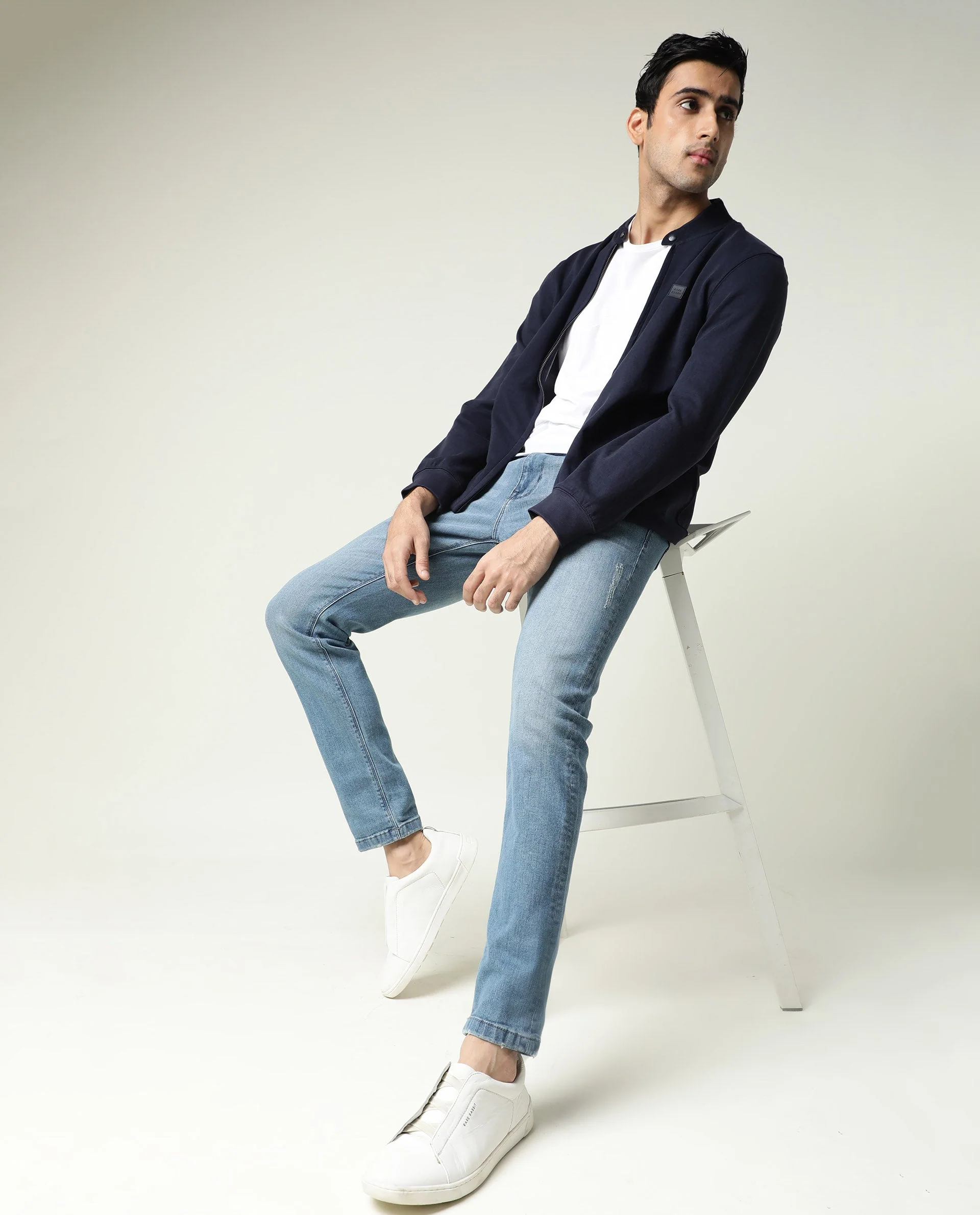 Rare Rabbit Men's Rug-2 Light Blue Cotton Plain Hawk Slim Fit Jeans - Image 2