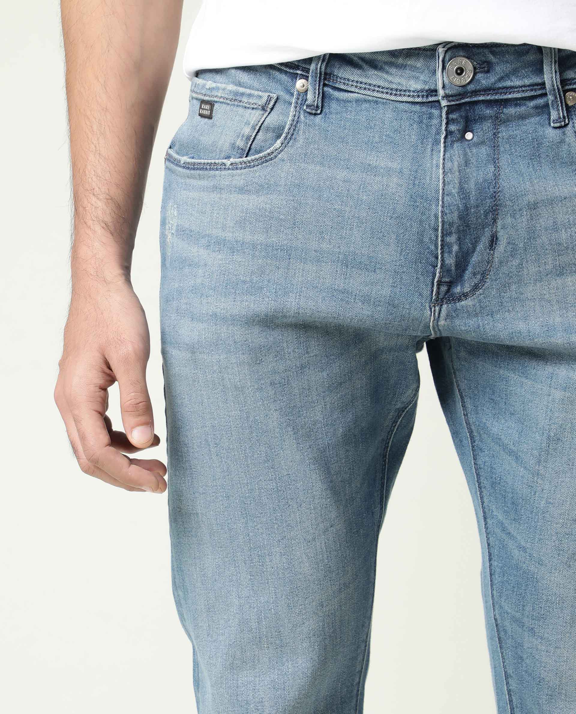 Rare Rabbit Men's Rug-2 Light Blue Cotton Plain Hawk Slim Fit Jeans - Image 9