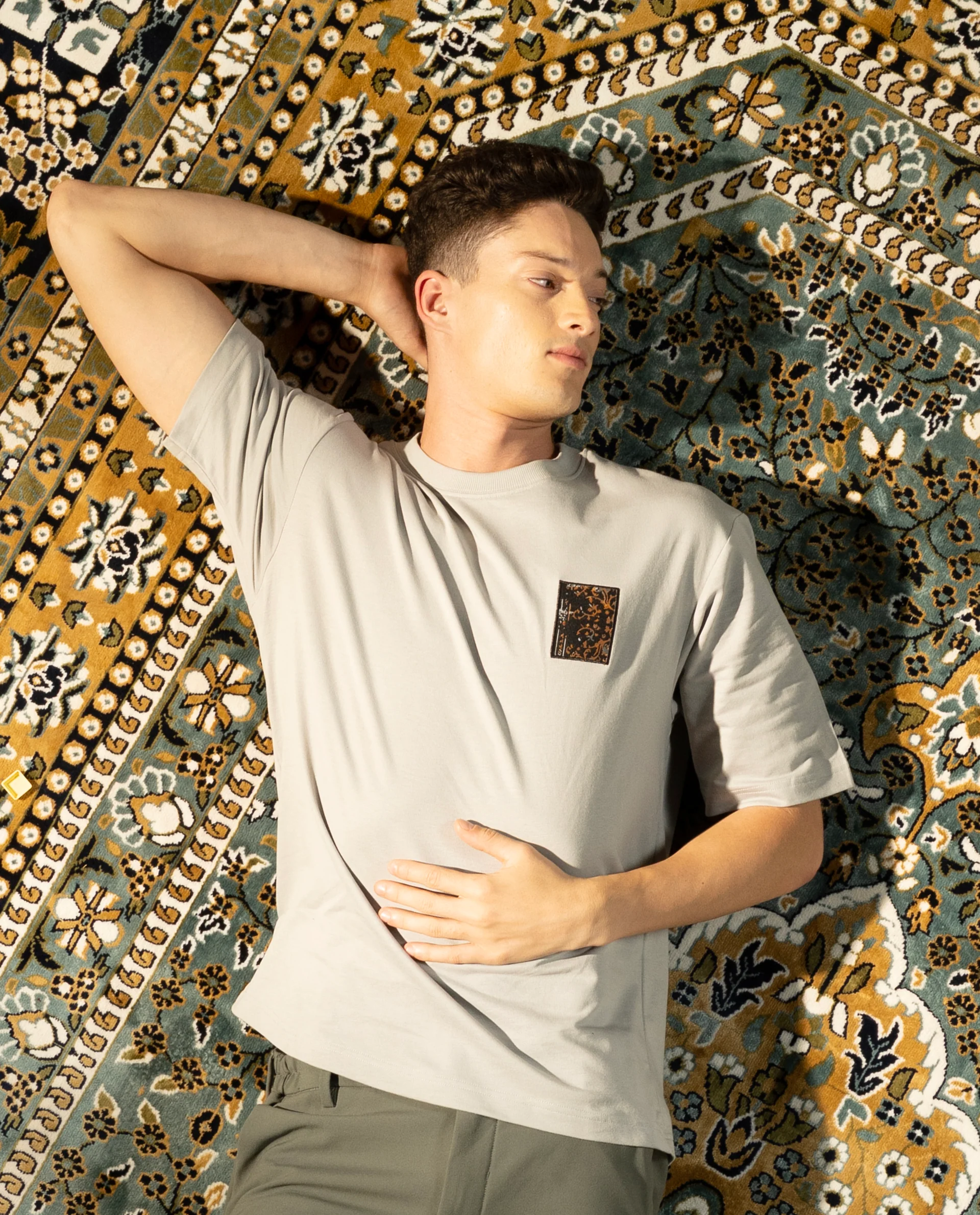 Rare Rabbit Men's Rugy Grey Cotton Graphic Print Qlo Fit Half Sleeve Crew Neck T-Shirt - Image 6
