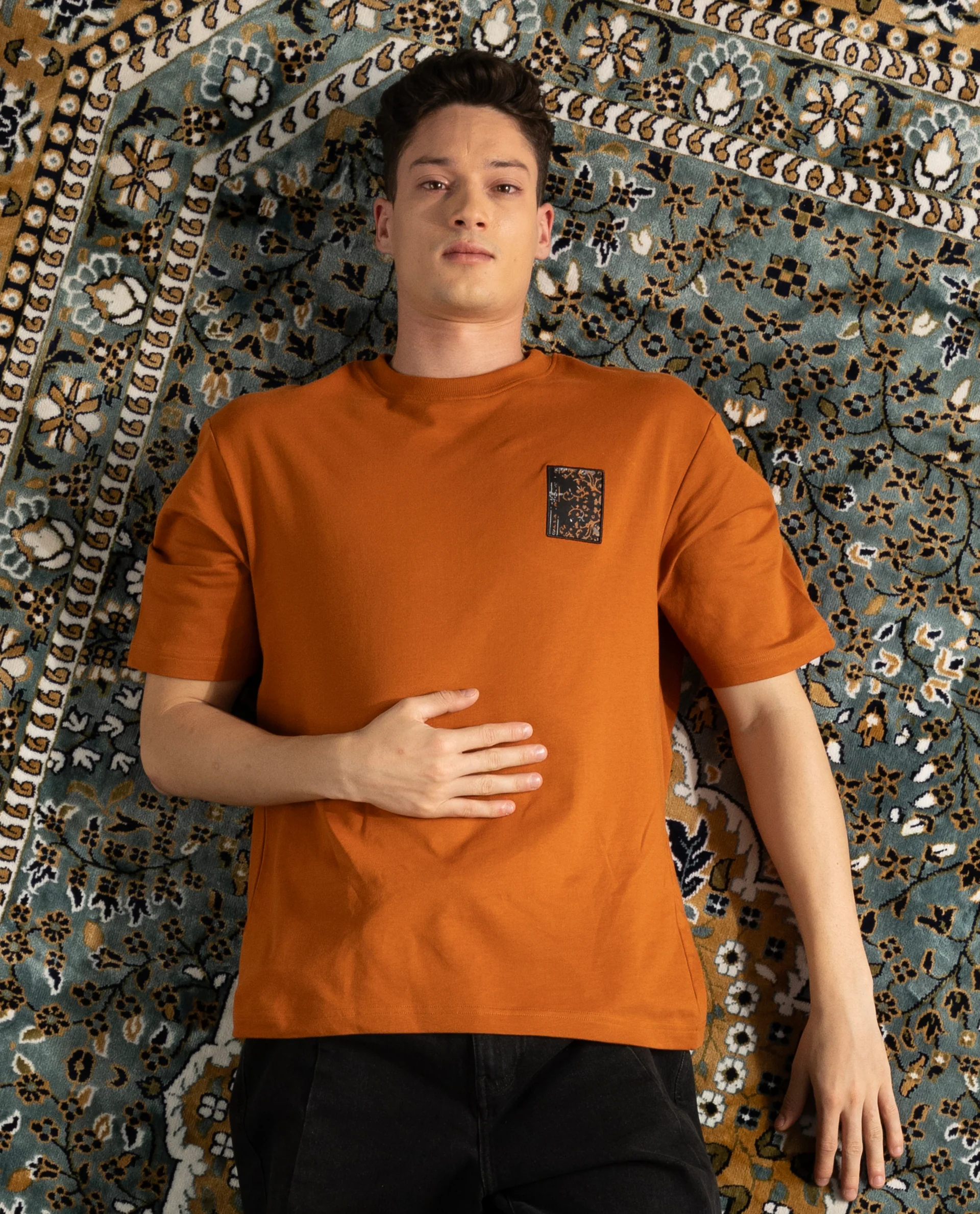 Rare Rabbit Men's Rugy Rust Cotton Graphic Print Qlo Fit Half Sleeve Crew Neck T-Shirt - Image 6