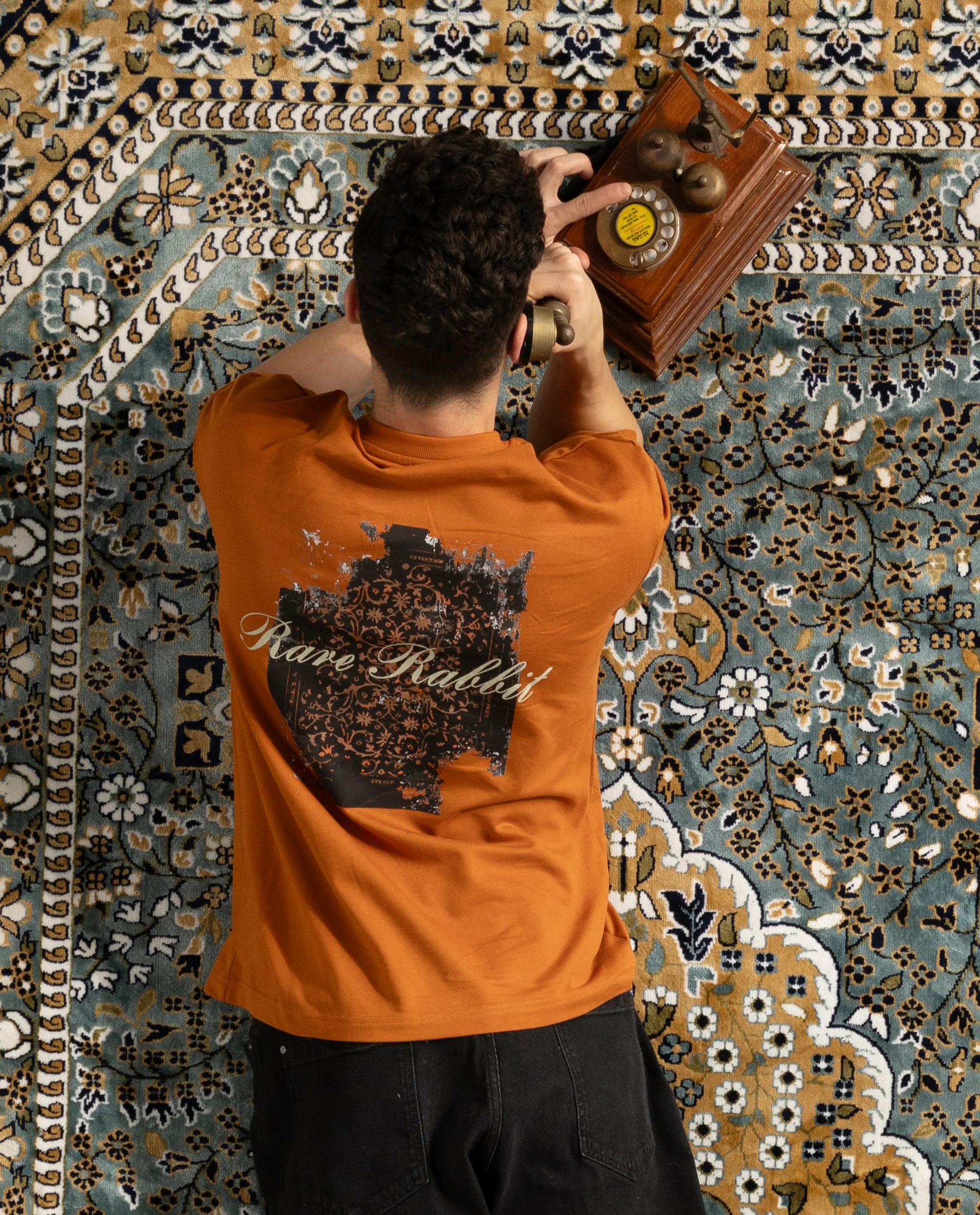 Rare Rabbit Men's Rugy Rust Cotton Graphic Print Qlo Fit Half Sleeve Crew Neck T-Shirt - Image 8
