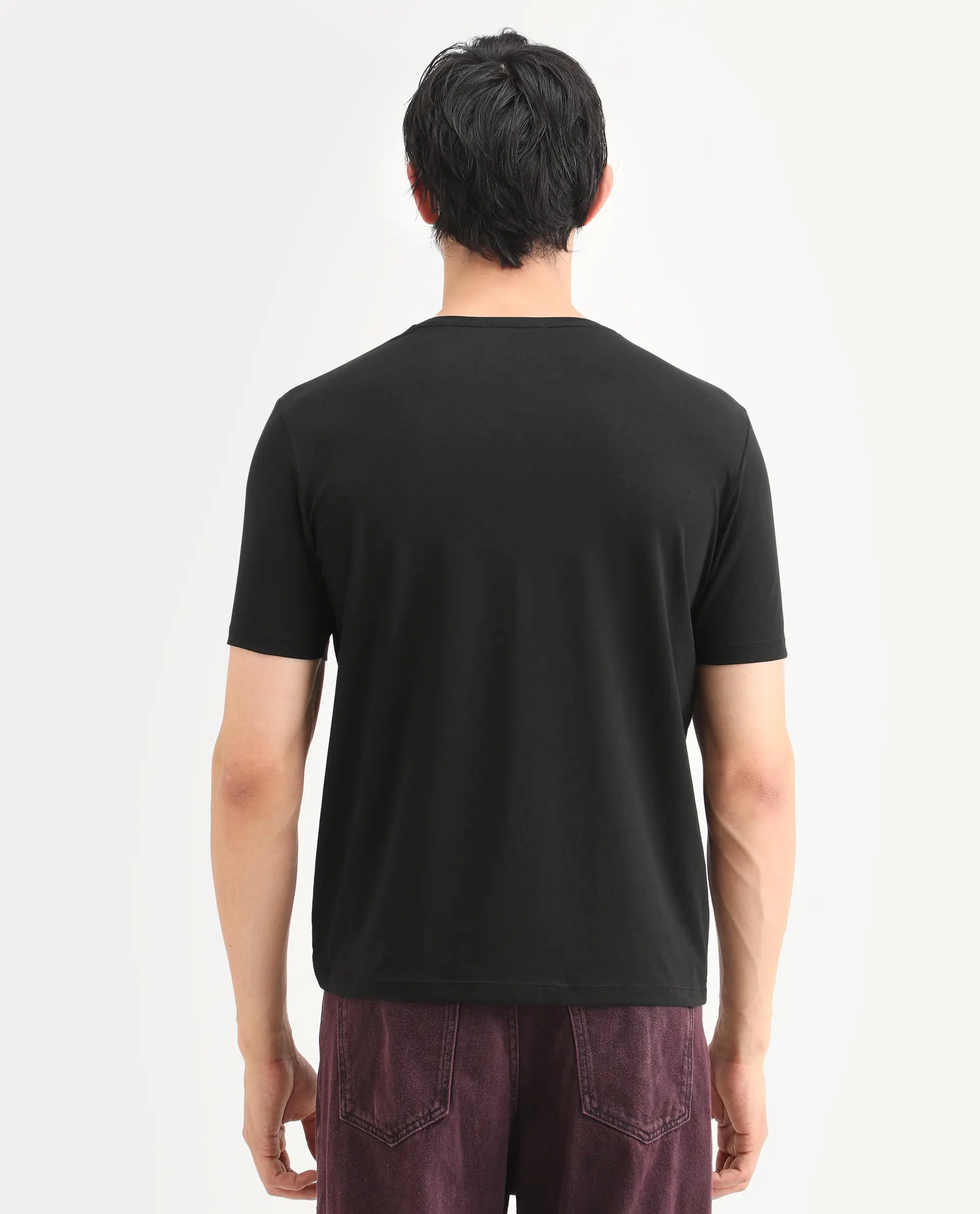 Rare Rabbit Men's Ruho Black Cotton Blend Fabric Half Sleeve Crew Neck Regular Fit Graphic Print T-Shirt - Image 7