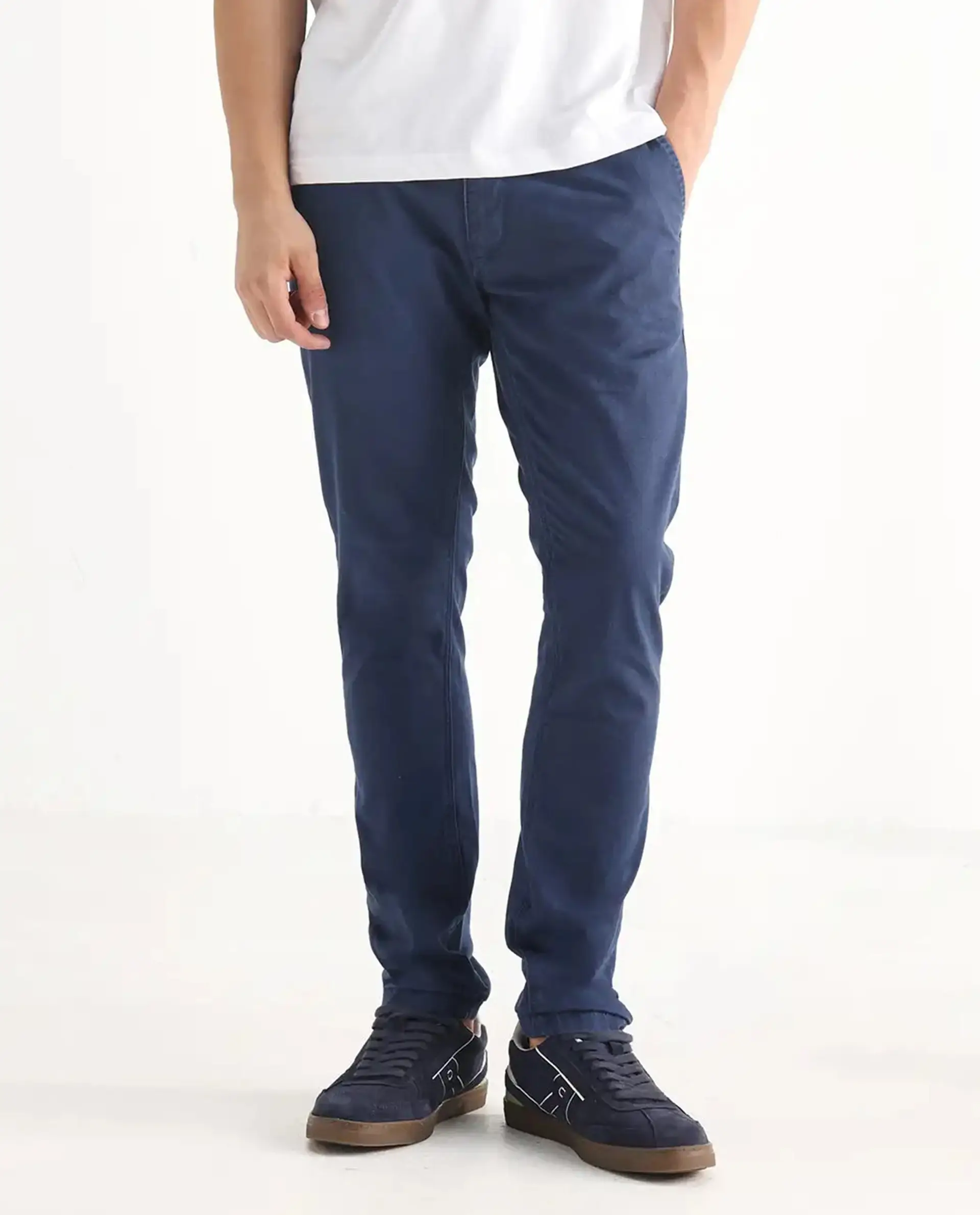 Rare Rabbit Men's Ruiz Blue Cotton Plain Hawk Slim Fit Jeans - Image 10