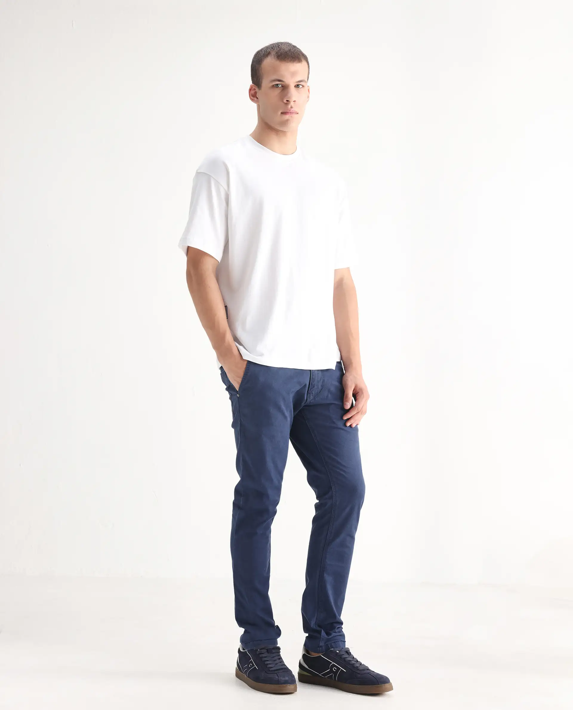 Rare Rabbit Men's Ruiz Blue Cotton Plain Hawk Slim Fit Jeans - Image 6