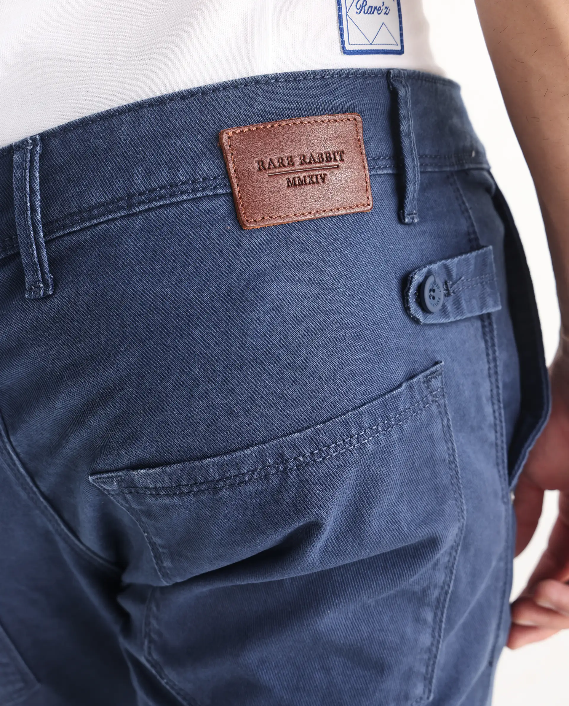 Rare Rabbit Men's Ruiz Blue Cotton Plain Hawk Slim Fit Jeans - Image 9