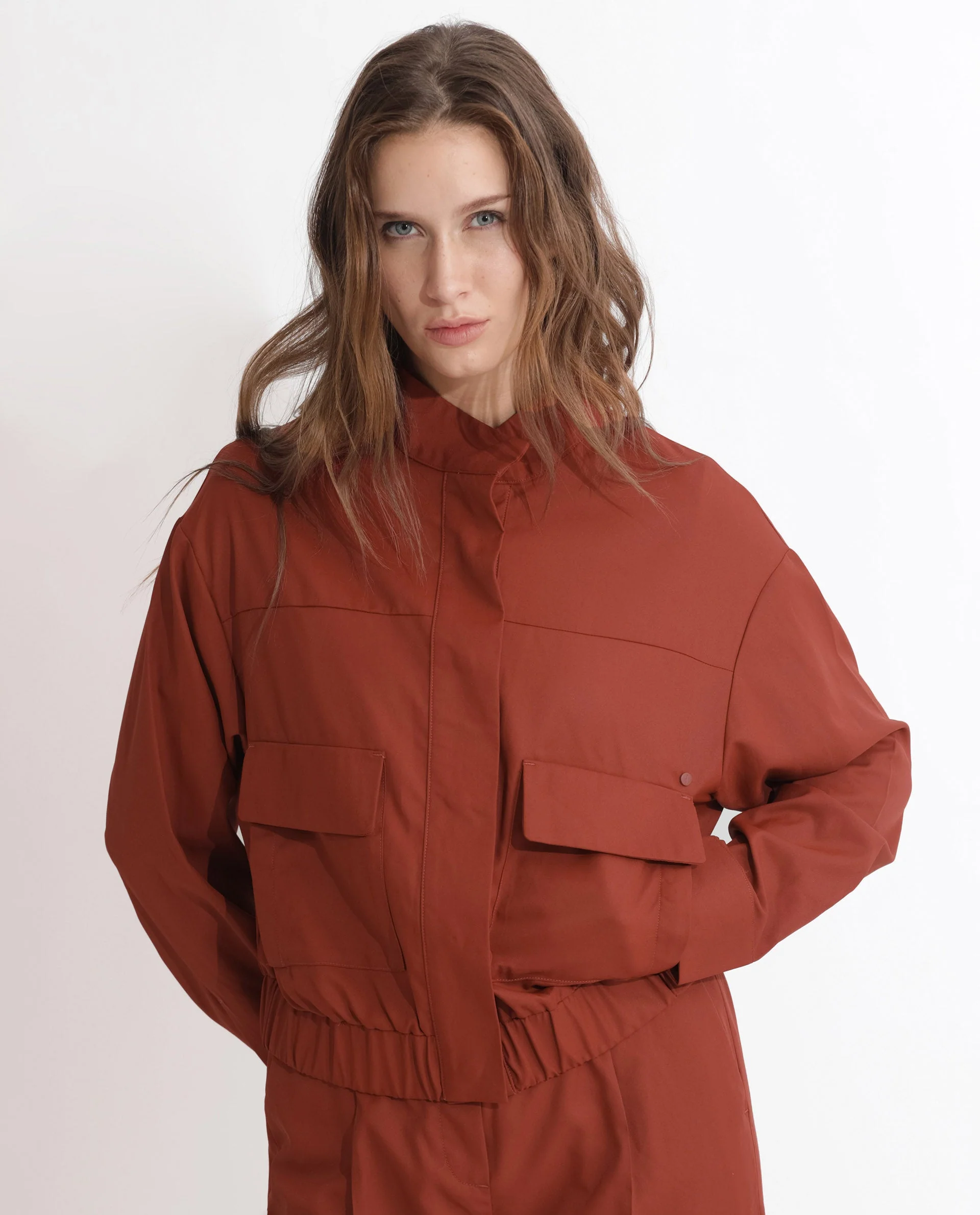 Rareism Women's Ruks Orange Polyester High Neck Plain Regular Fit Jacket - Image 13