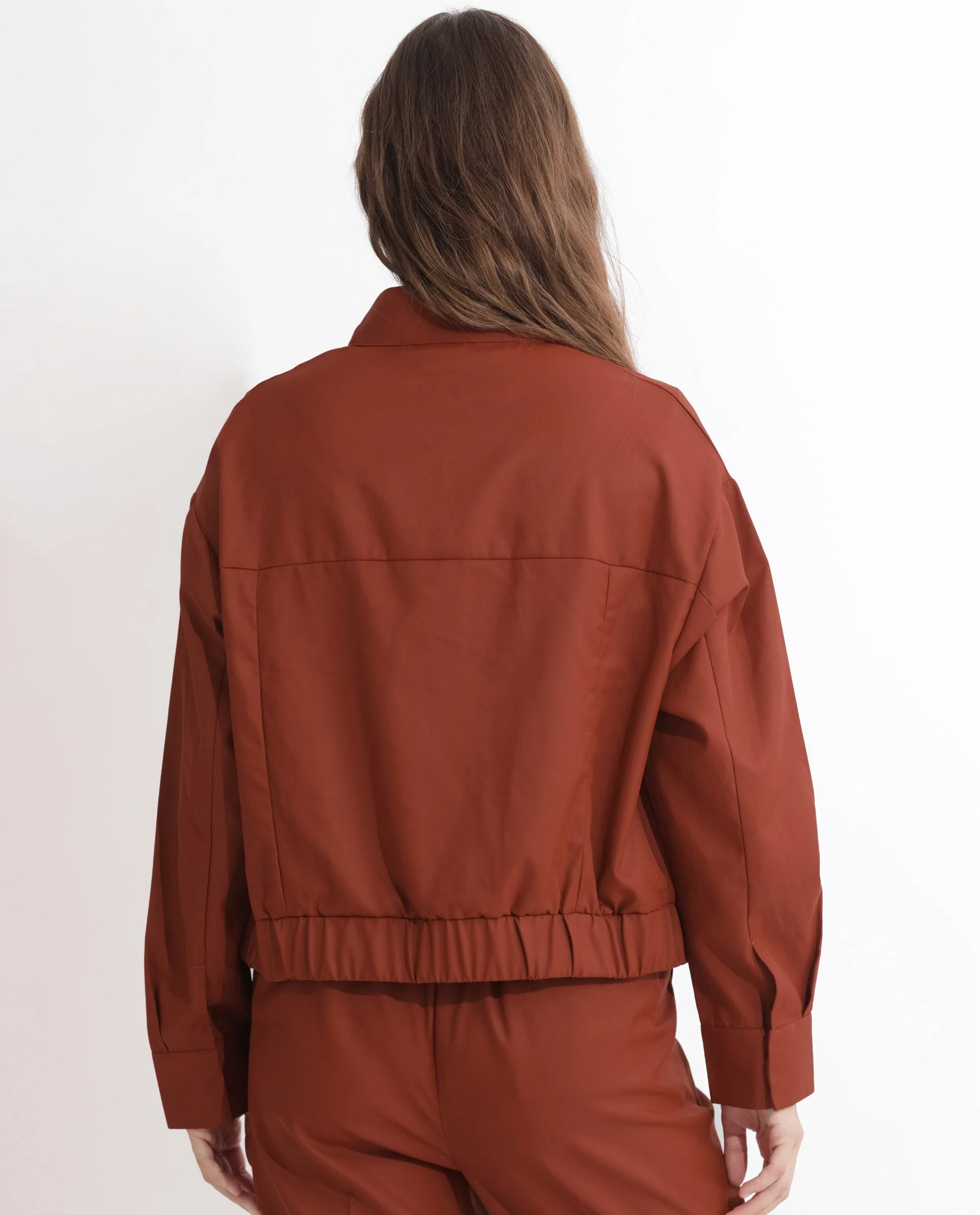 Rareism Women's Ruks Orange Polyester High Neck Plain Regular Fit Jacket - Image 17