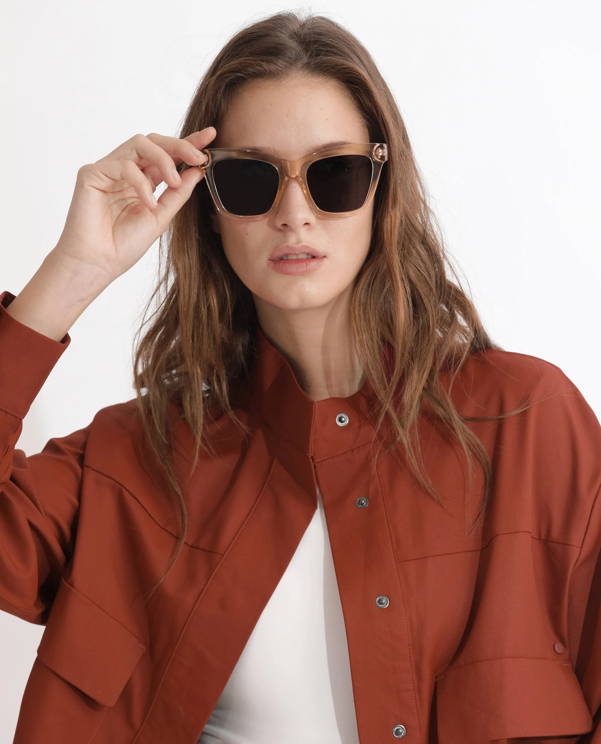 Rareism Women's Ruks Orange Polyester High Neck Plain Regular Fit Jacket - Image 8