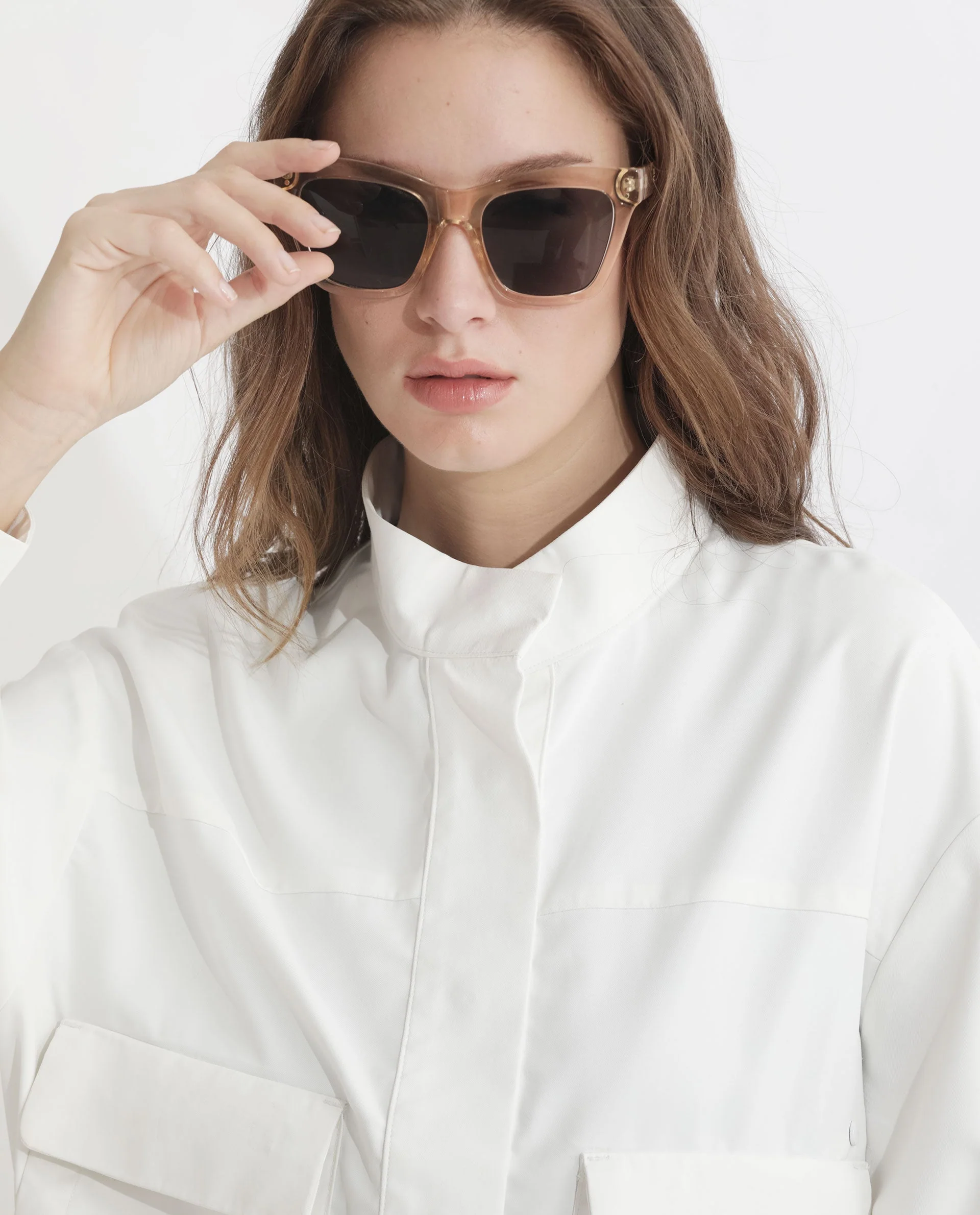 Rareism Women's Ruks Off White Polyester High Neck Plain Regular Fit Jacket - Image 11