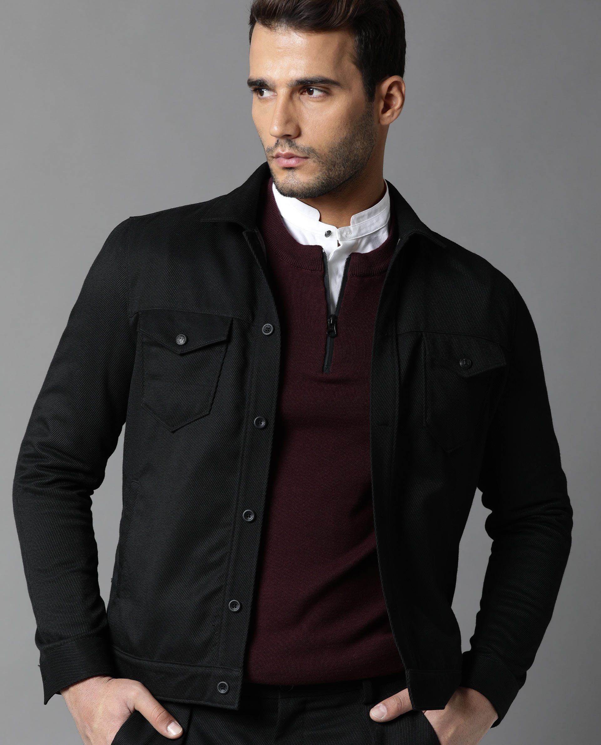 Rare Rabbit Men's Rumble Maroon Cotton Plain Regular Fit Full Sleeve Crew Neck Sweater - Image 2