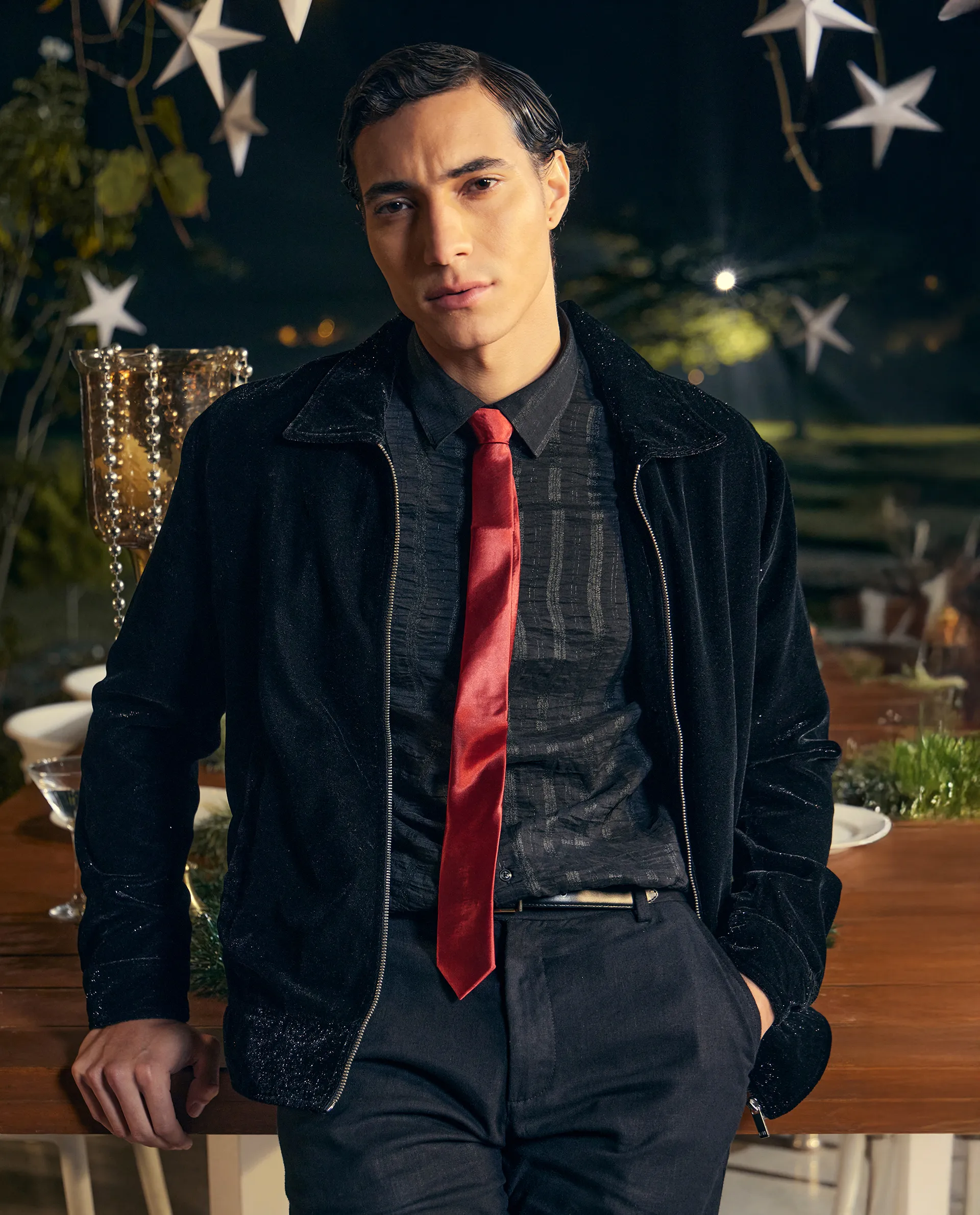 Rare Rabbit Men's Runek-25 Black Polyester Striped Print Regular Fit Full Sleeve Collared Shirt - Image 3