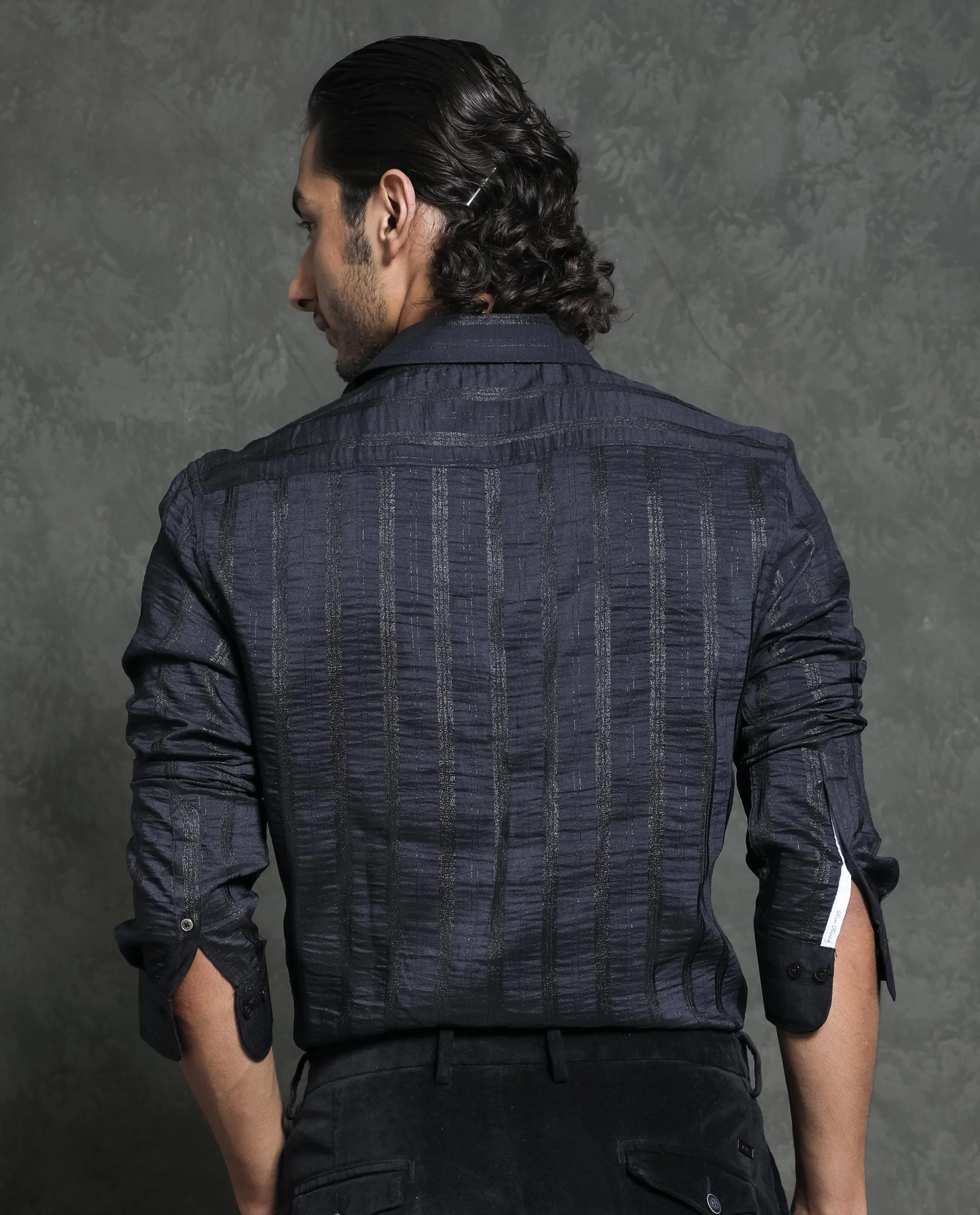 Rare Rabbit Men's Runek Black Cotton Striped Print Regular Fit Full Sleeve Collared Shirt - Image 8