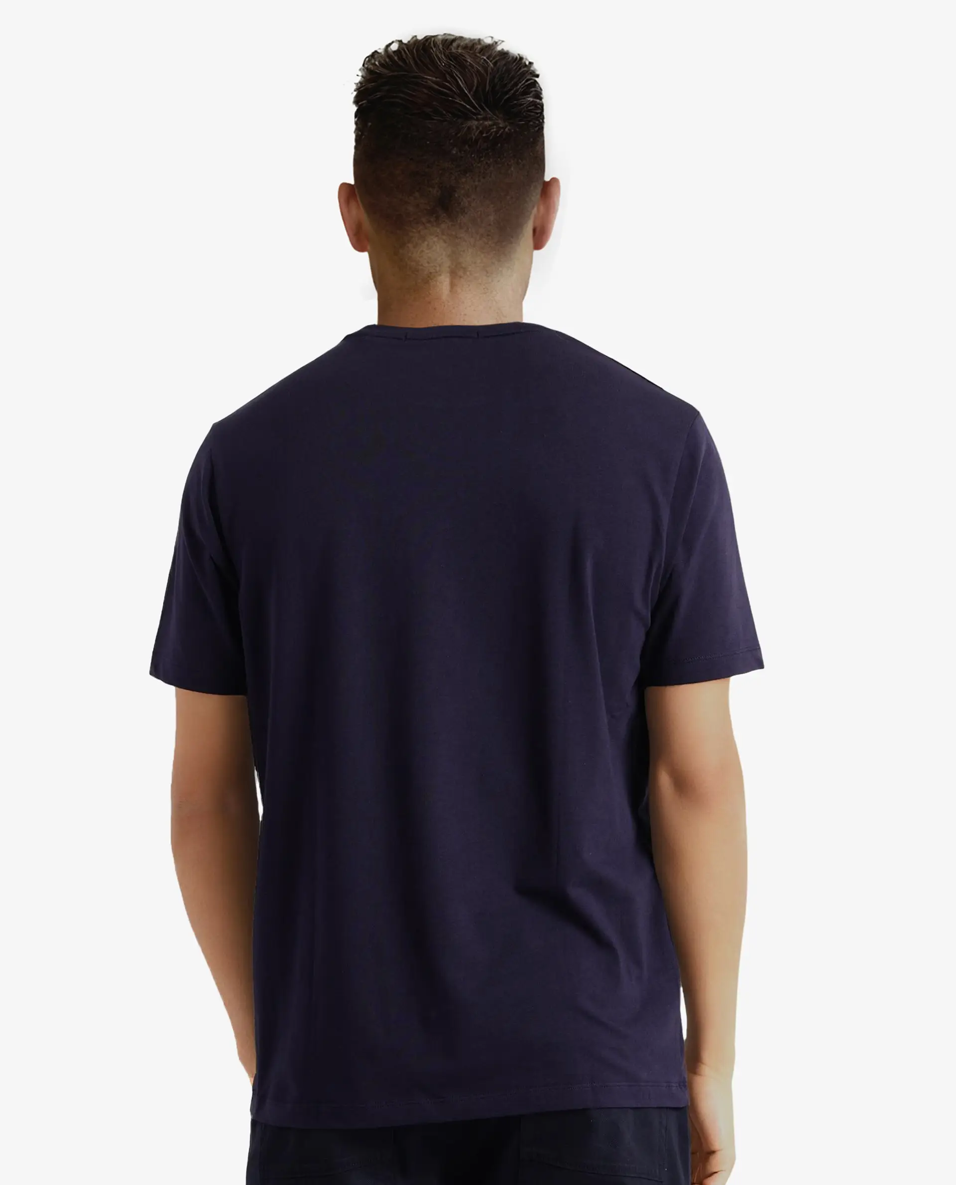 Rare Rabbit Men's Runi Navy Cotton Blend Graphic Print Regular Fit Half Sleeve Crew Neck T-Shirt - Image 3
