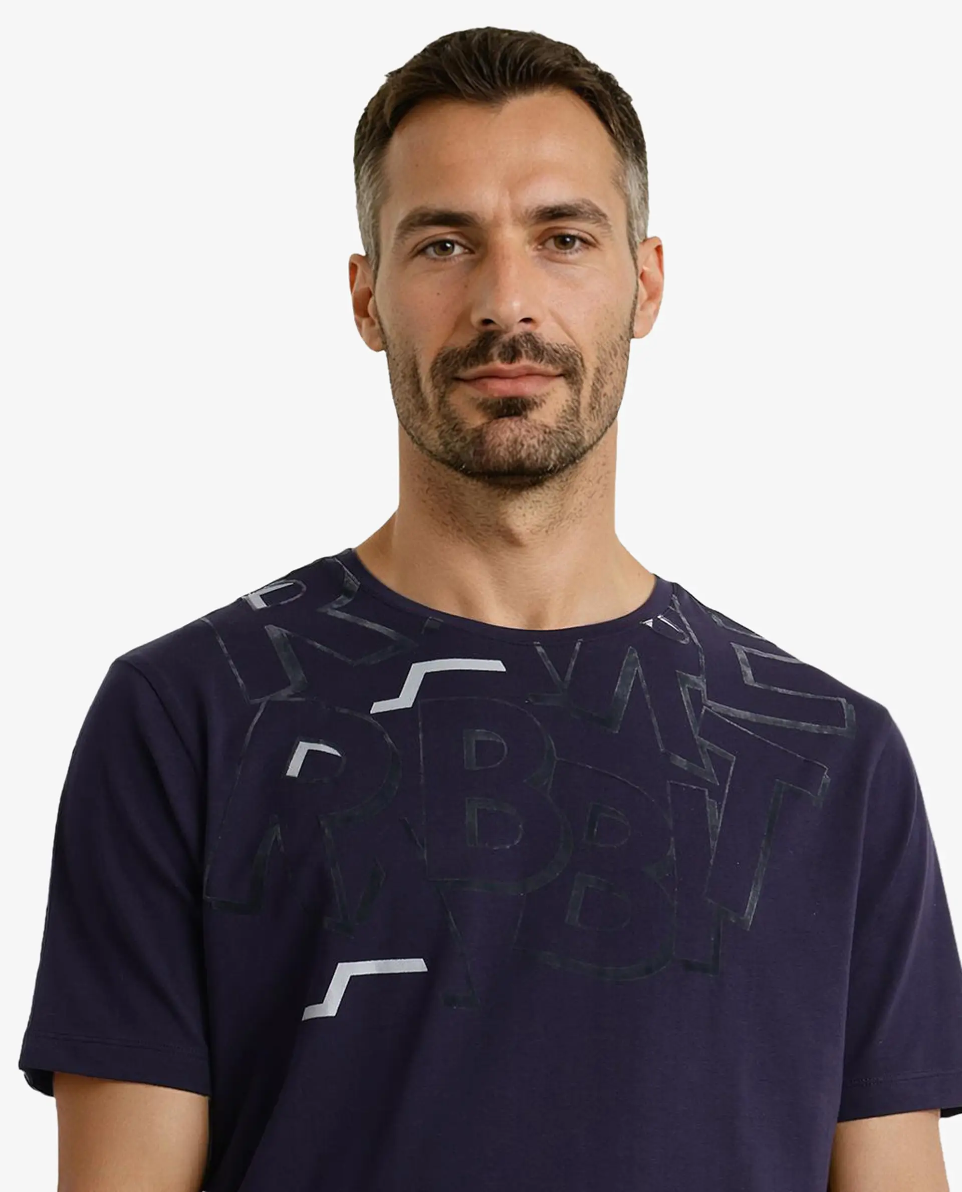 Rare Rabbit Men's Runi Navy Cotton Blend Graphic Print Regular Fit Half Sleeve Crew Neck T-Shirt - Image 4