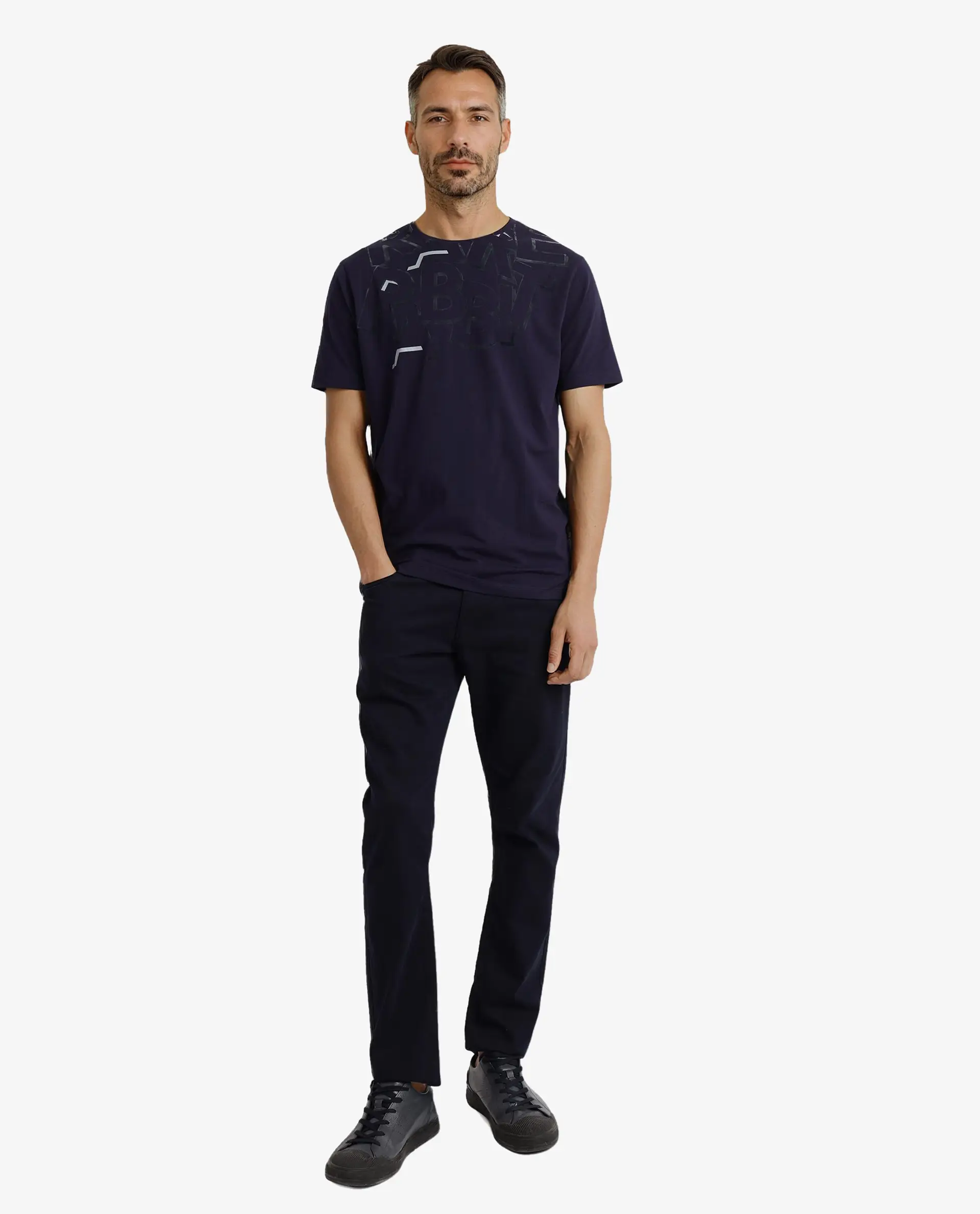 Rare Rabbit Men's Runi Navy Cotton Blend Graphic Print Regular Fit Half Sleeve Crew Neck T-Shirt - Image 7