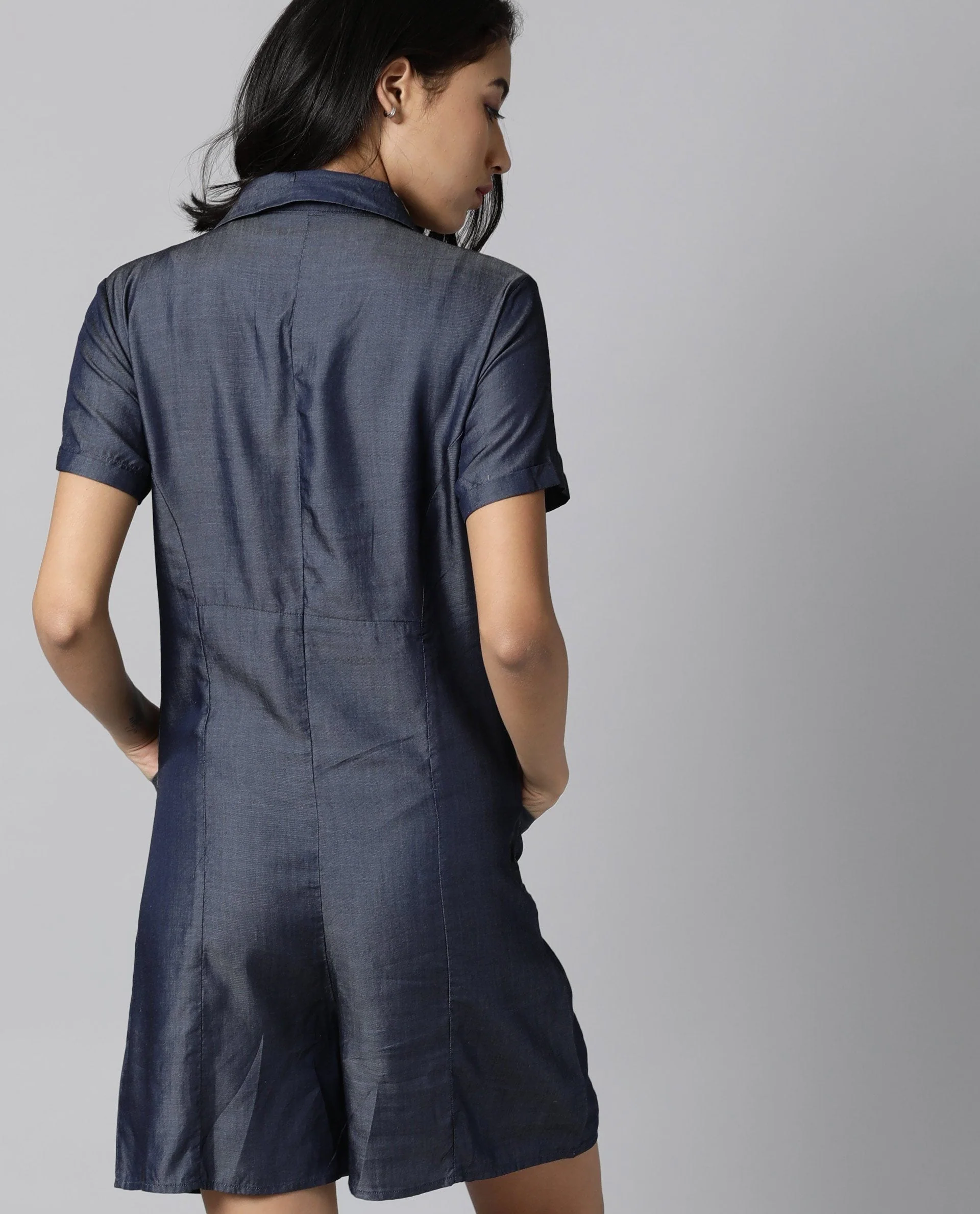 Rareism Women Runner Blue Jumpsuit Short Sleeves Solid - Image 12