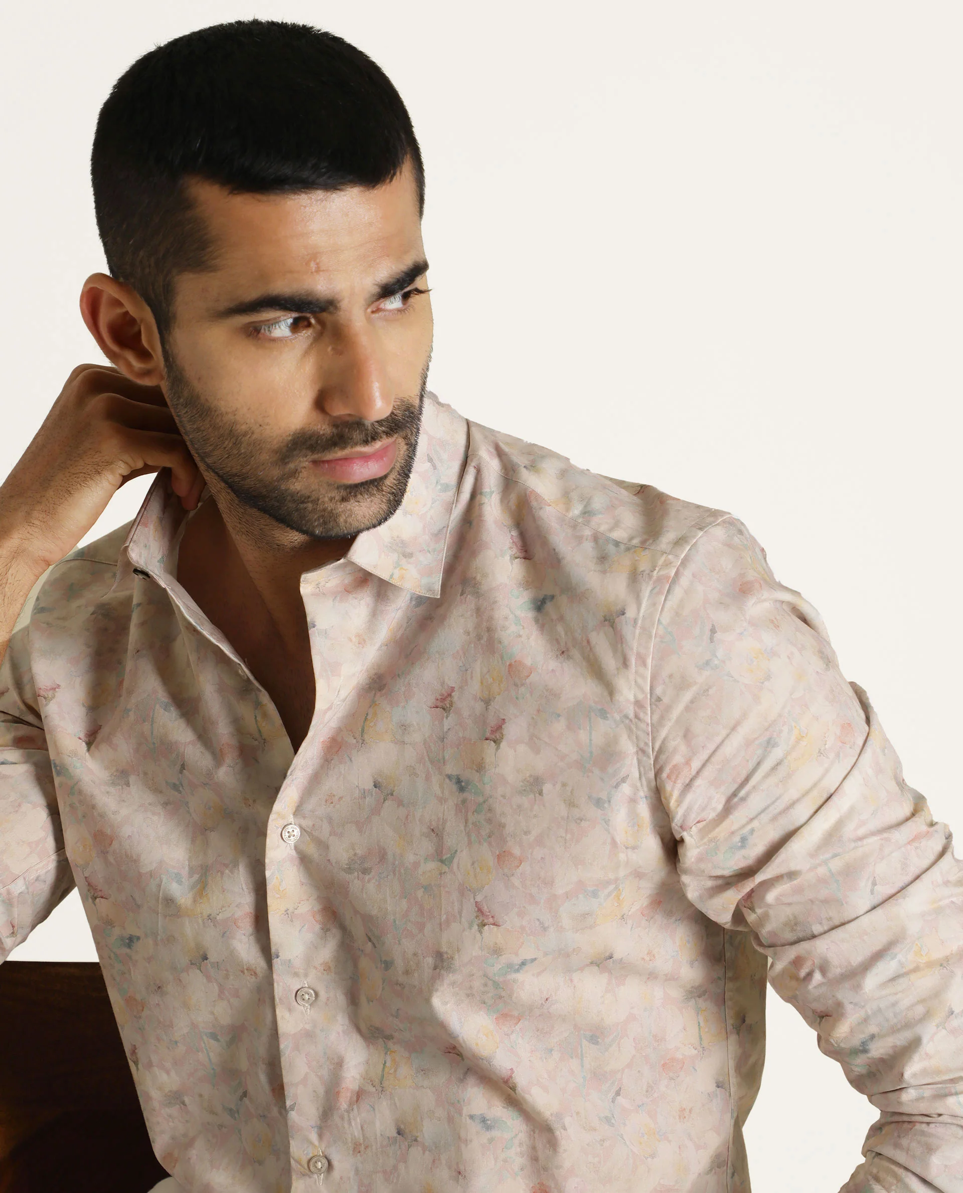 Rare Rabbit Men's Rush Pink Cotton Floral Print Regular Fit Full Sleeve Collared Shirt - Image 3