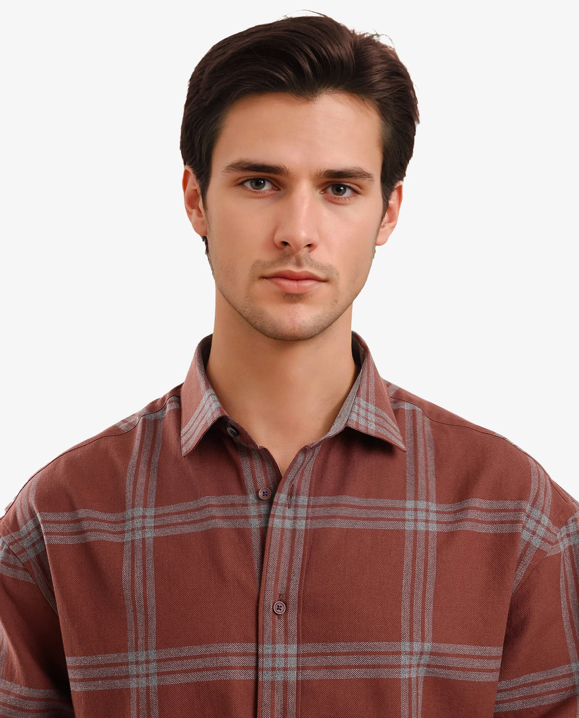 Rare Rabbit Men's Russ Brown Cotton Checked Print Regular Fit Full Sleeve Collared Shirt - Image 9