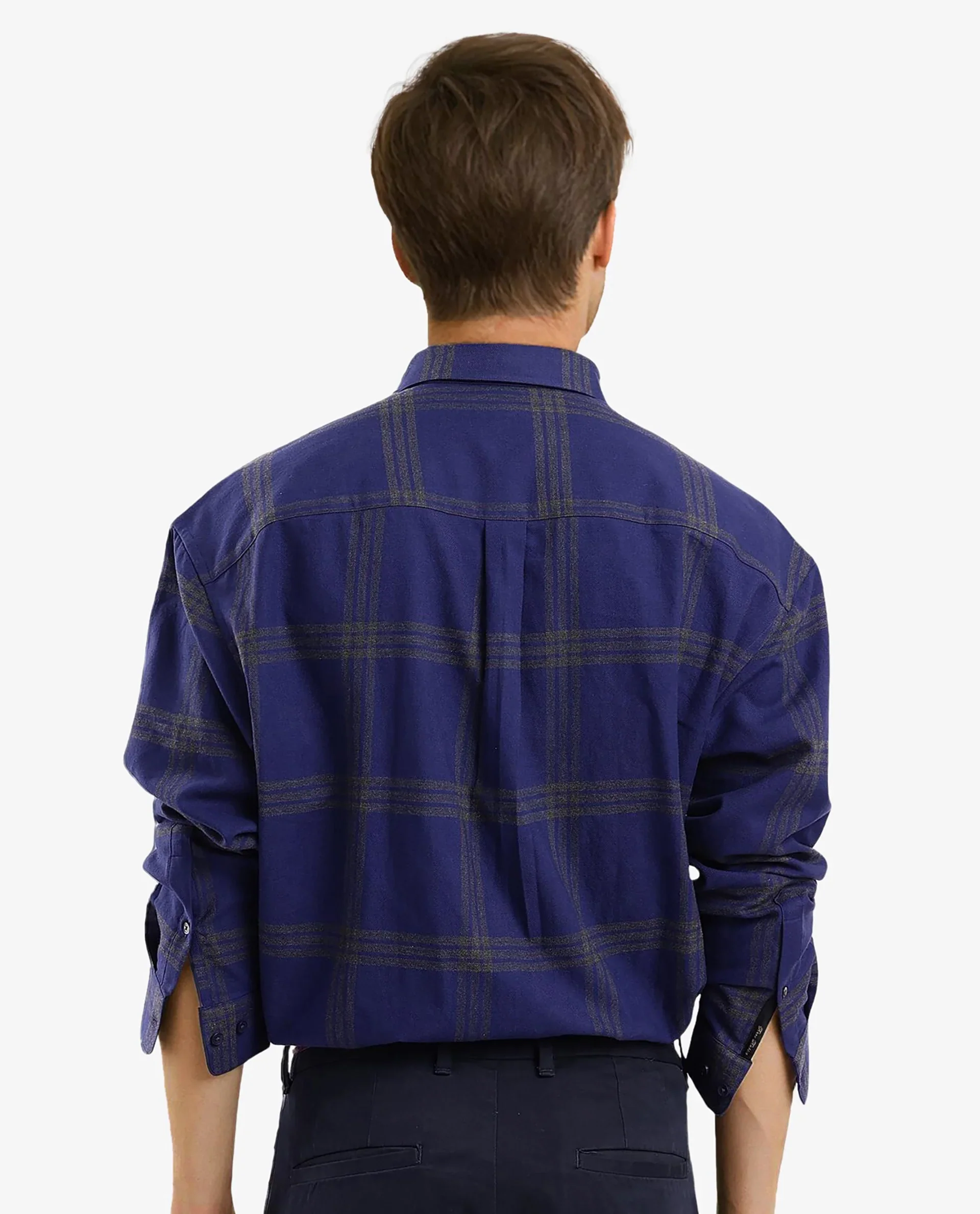 Rare Rabbit Men's Russ Dark Cotton Checked Print Regular Fit Full Sleeve Collared Shirt - Image 4