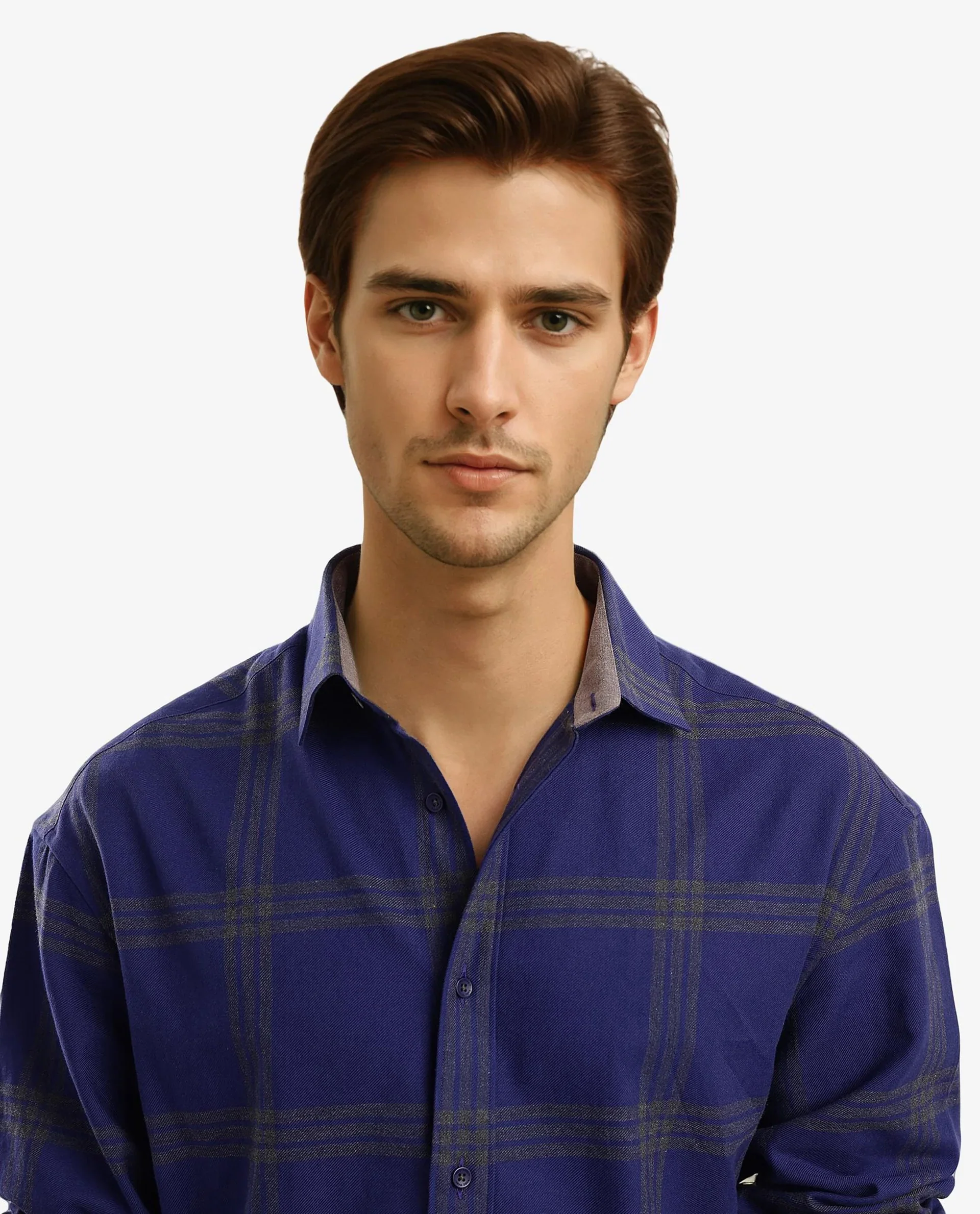 Rare Rabbit Men's Russ Dark Cotton Checked Print Regular Fit Full Sleeve Collared Shirt - Image 5