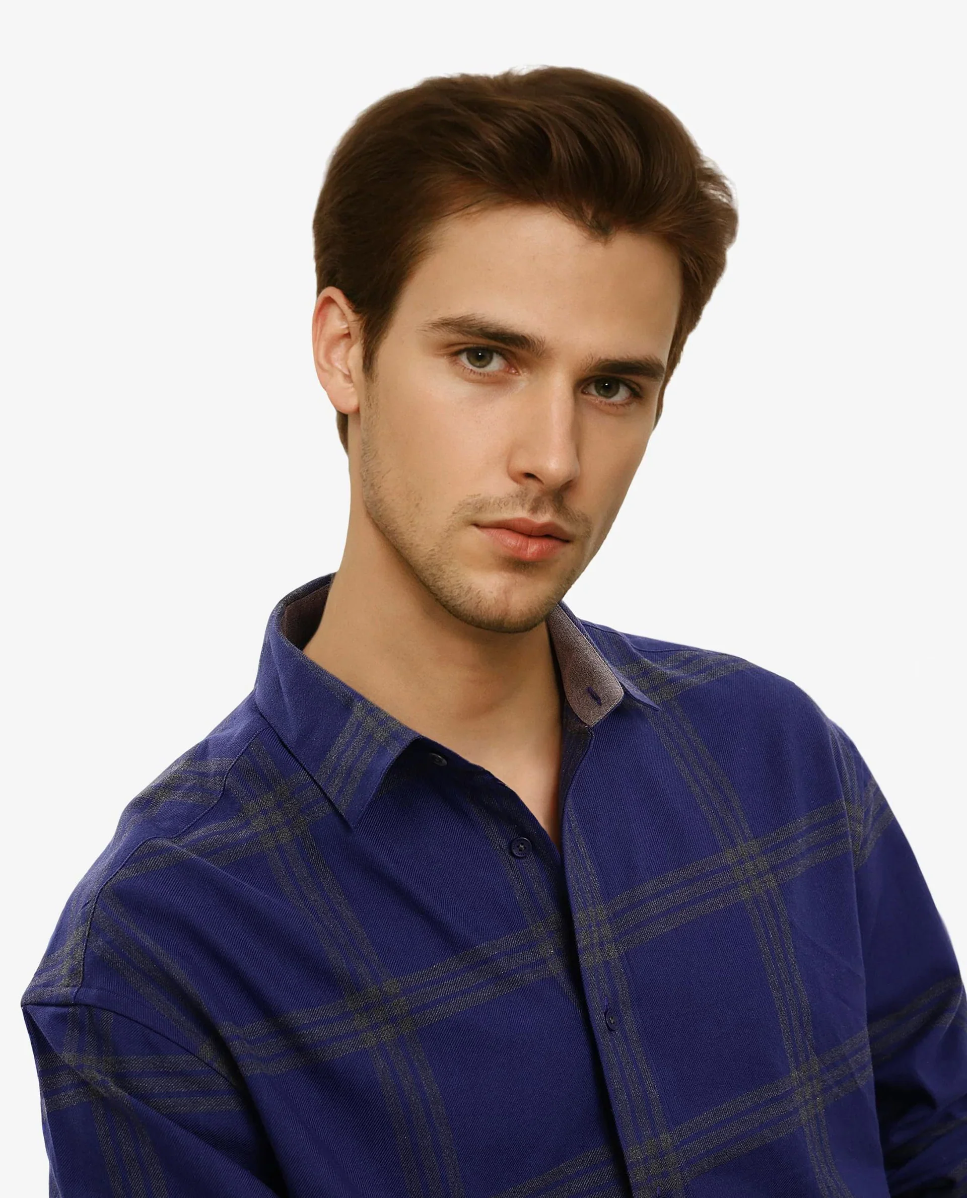 Rare Rabbit Men's Russ Dark Cotton Checked Print Regular Fit Full Sleeve Collared Shirt - Image 8