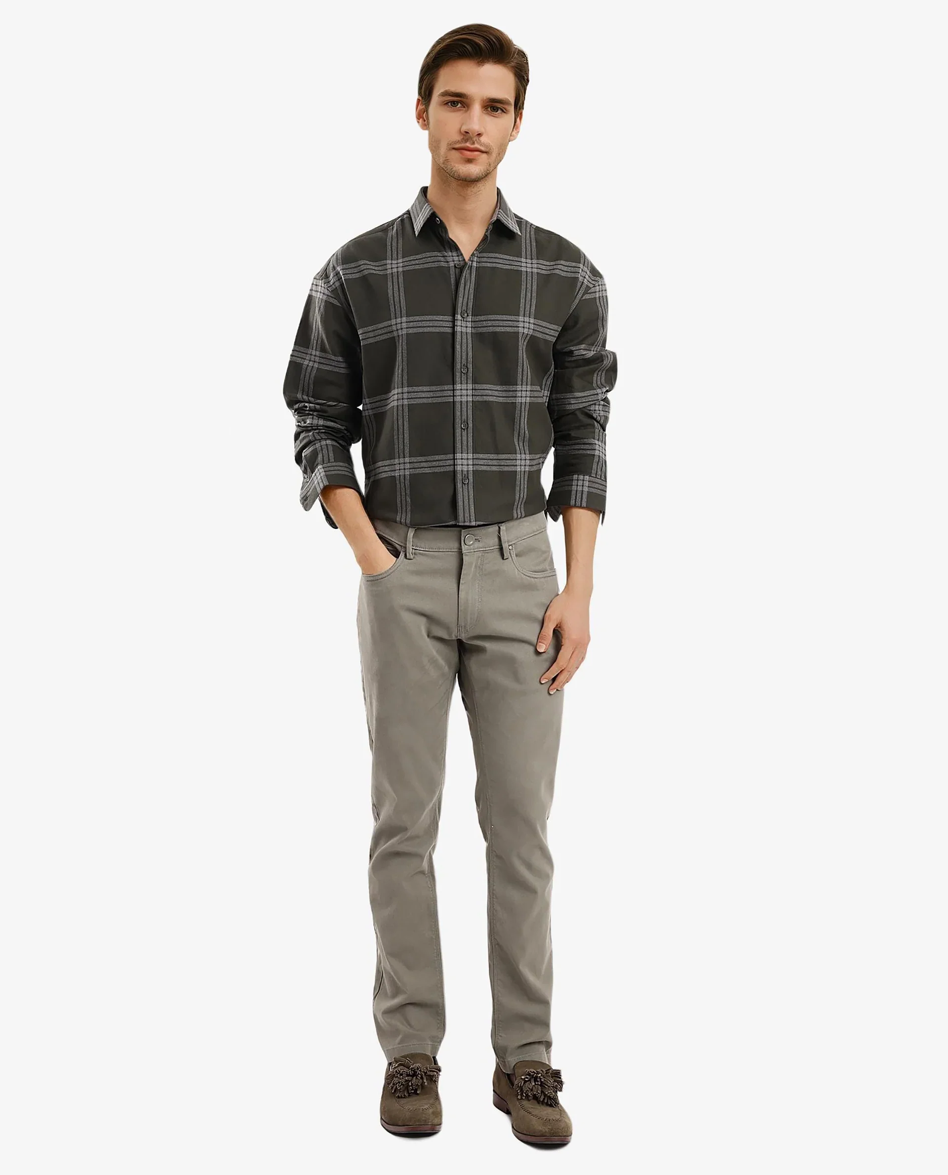 Rare Rabbit Men's Russ Dark Green Cotton Checked Print Regular Fit Full Sleeve Collared Shirt - Image 3