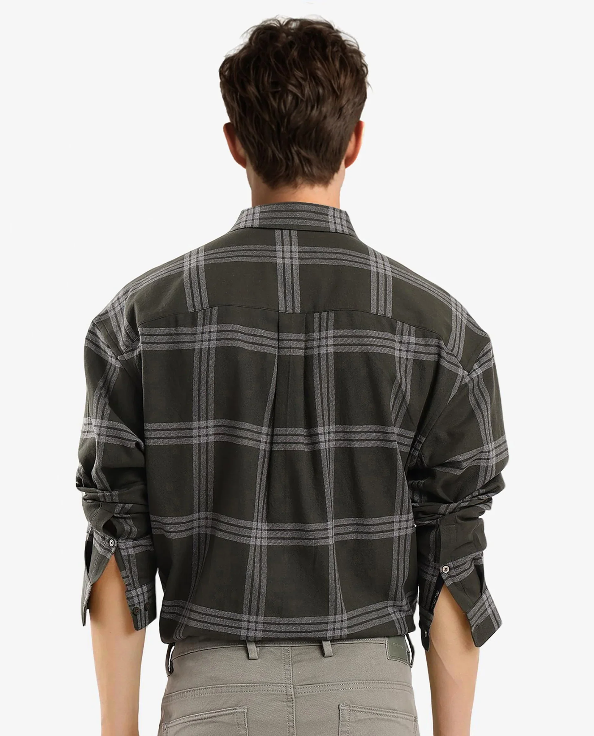 Rare Rabbit Men's Russ Dark Green Cotton Checked Print Regular Fit Full Sleeve Collared Shirt - Image 5