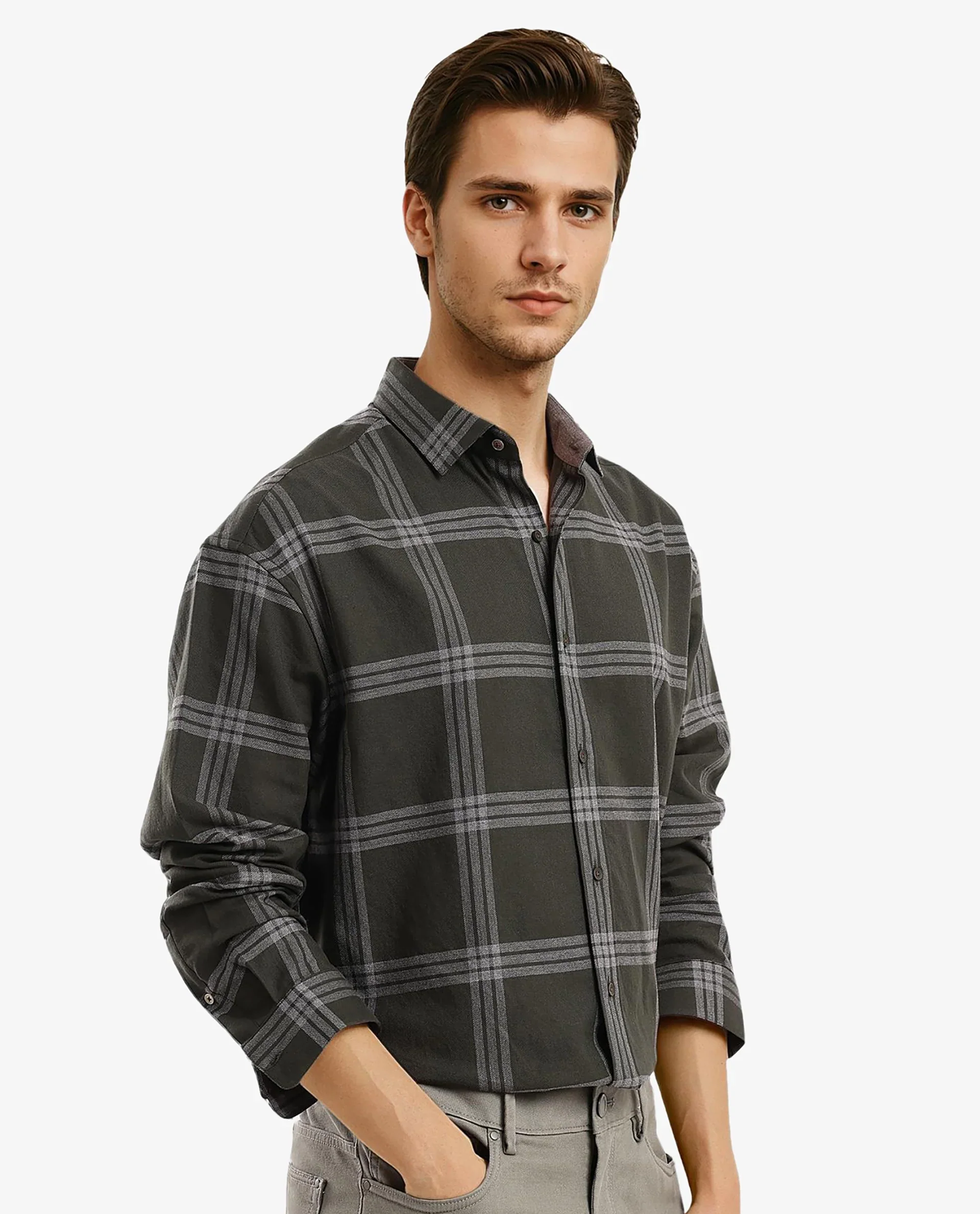 Rare Rabbit Men's Russ Dark Green Cotton Checked Print Regular Fit Full Sleeve Collared Shirt - Image 8