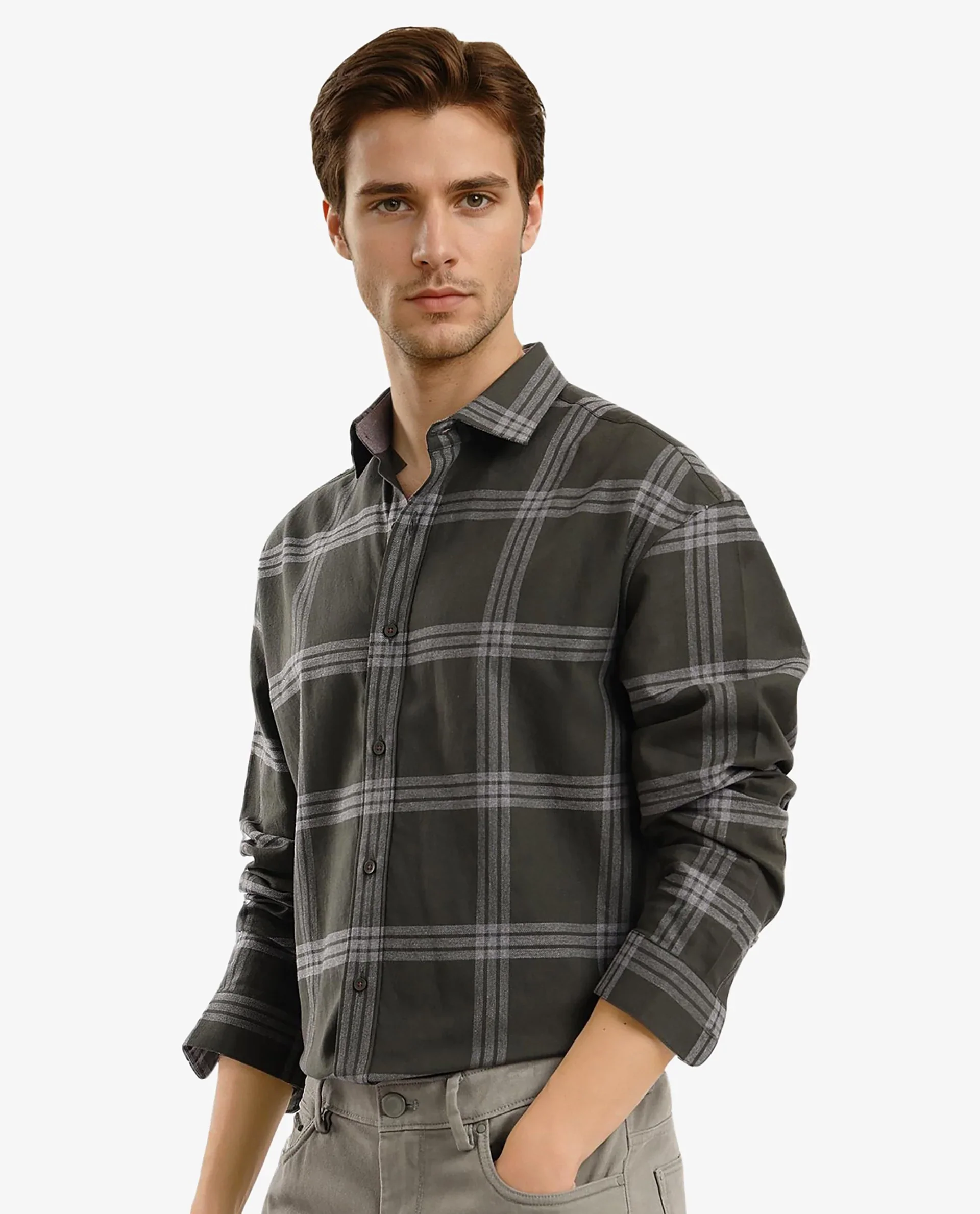 Rare Rabbit Men's Russ Dark Green Cotton Checked Print Regular Fit Full Sleeve Collared Shirt - Image 9