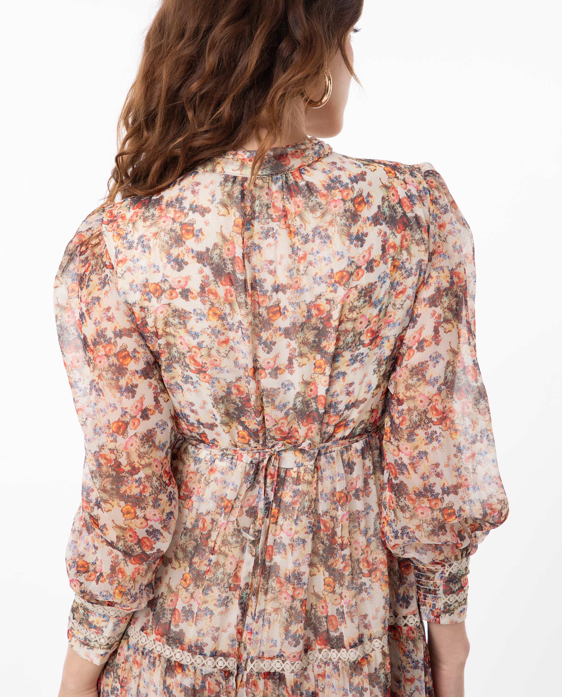 Rareism Women's Russell Multi Polyester Mandarin Collar Floral Print Maxi Regular Fit Dress - Image 9