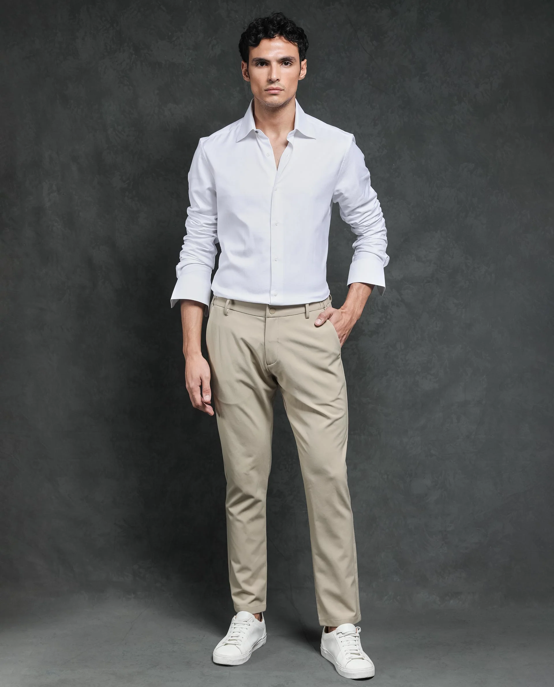 Rare Rabbit Men's Ruther White Cotton Plain Regular Fit Full Sleeve Collared Shirt - Image 5