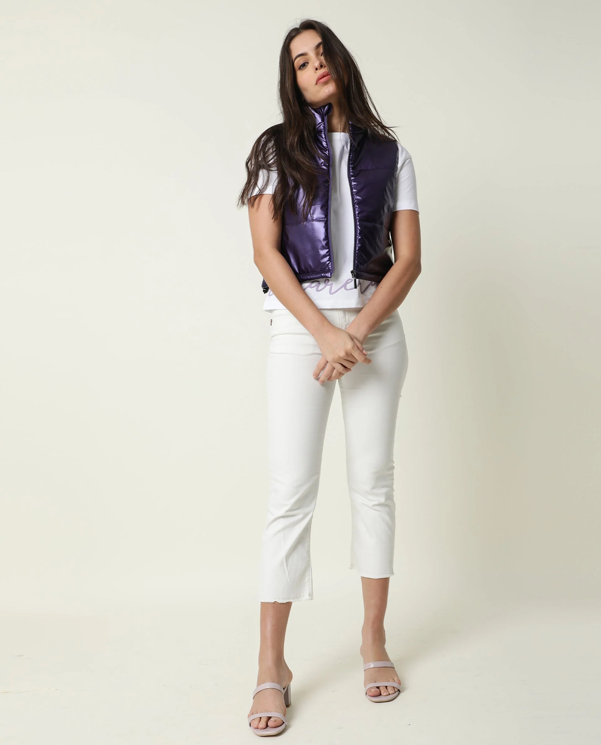 Rareism Women's Ruthi White Cotton Crew Neck Graphic Print Regular Fit T-Shirt - Image 2